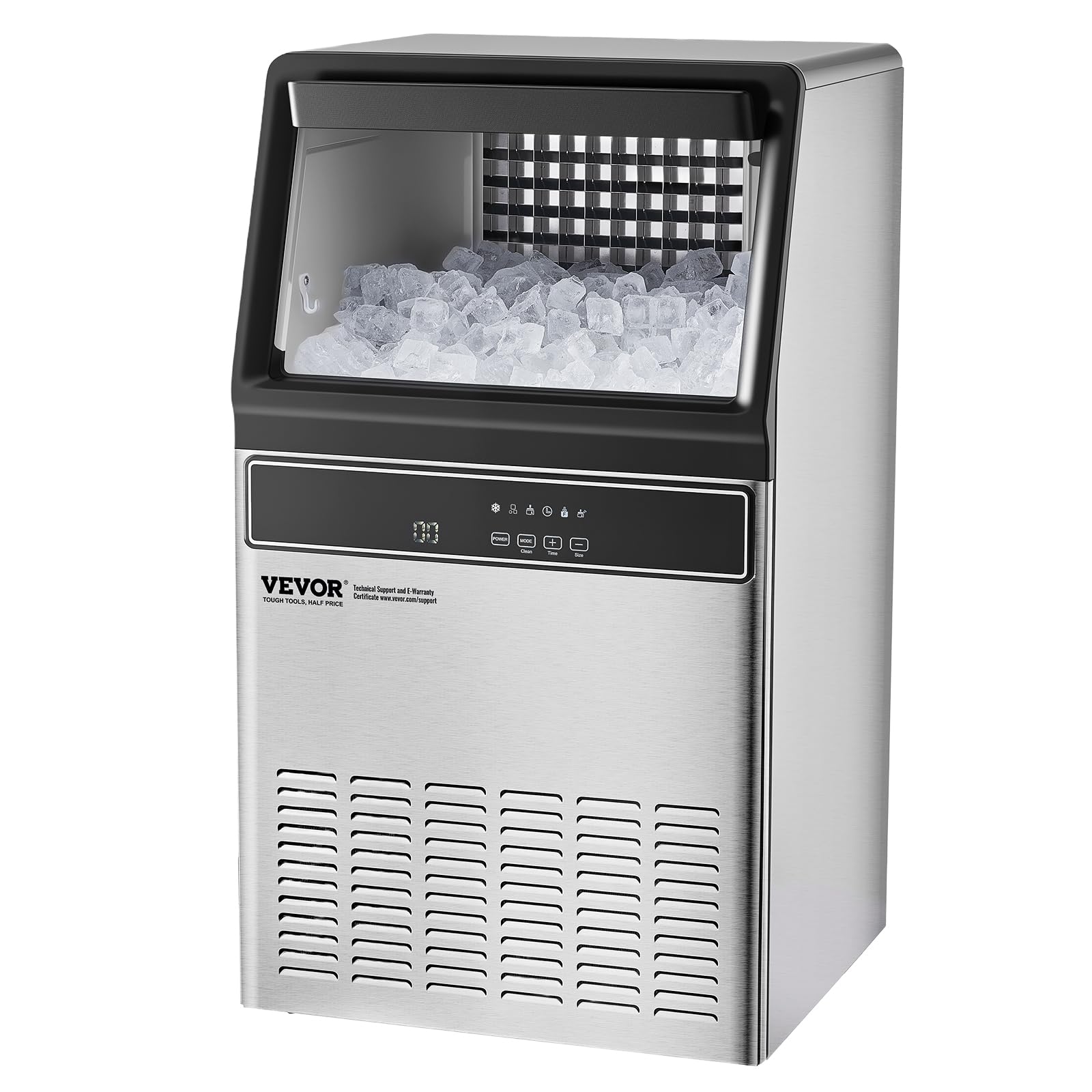 VEVOR 160lbs/24H Commercial Ice Maker, 55 Ice Cubes in 15 Minutes, Freestanding Ice Maker Machine with 33lbs Large Storage Capacity for Bar Office Restaurant, with LED Digital Display & Self-Cleaning - Image 10