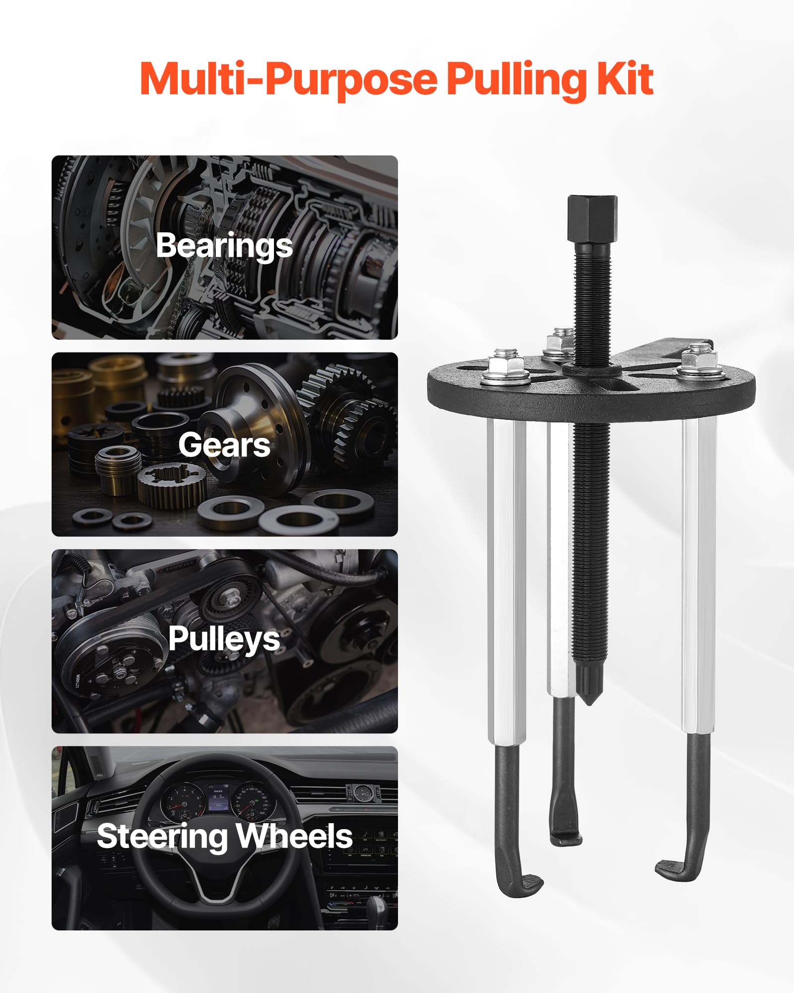 VEVOR 21-in-1 Bearing Puller Set, 21 PCS 3-Jaw Hook Puller for Internal External Bearings and Bearing Without Inner Shaft, Multifunctional Bearing Removal Tool with Heavy Duty Portable Storage Case - Image 7