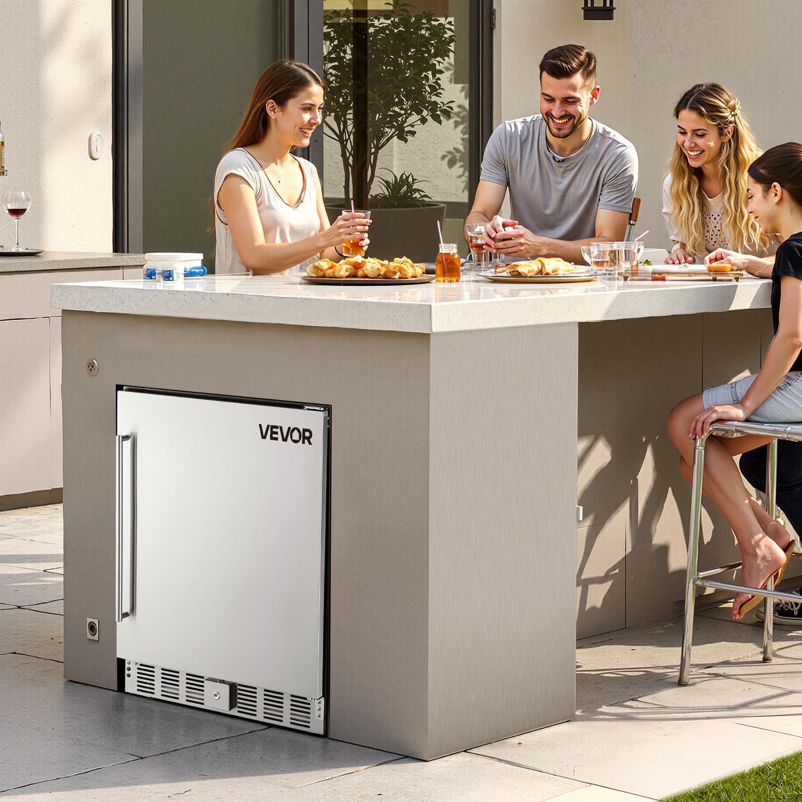 VEVOR 24-Inch Outdoor Beverage Refrigerator, 150 QT Built-in Drink Fridge, 0.56 kWh/Day Energy-Efficient Cooler with 304 Stainless Steel Door, Holds 180 Cans for Outdoor Kitchen, Home Bar, Patio - Image 8
