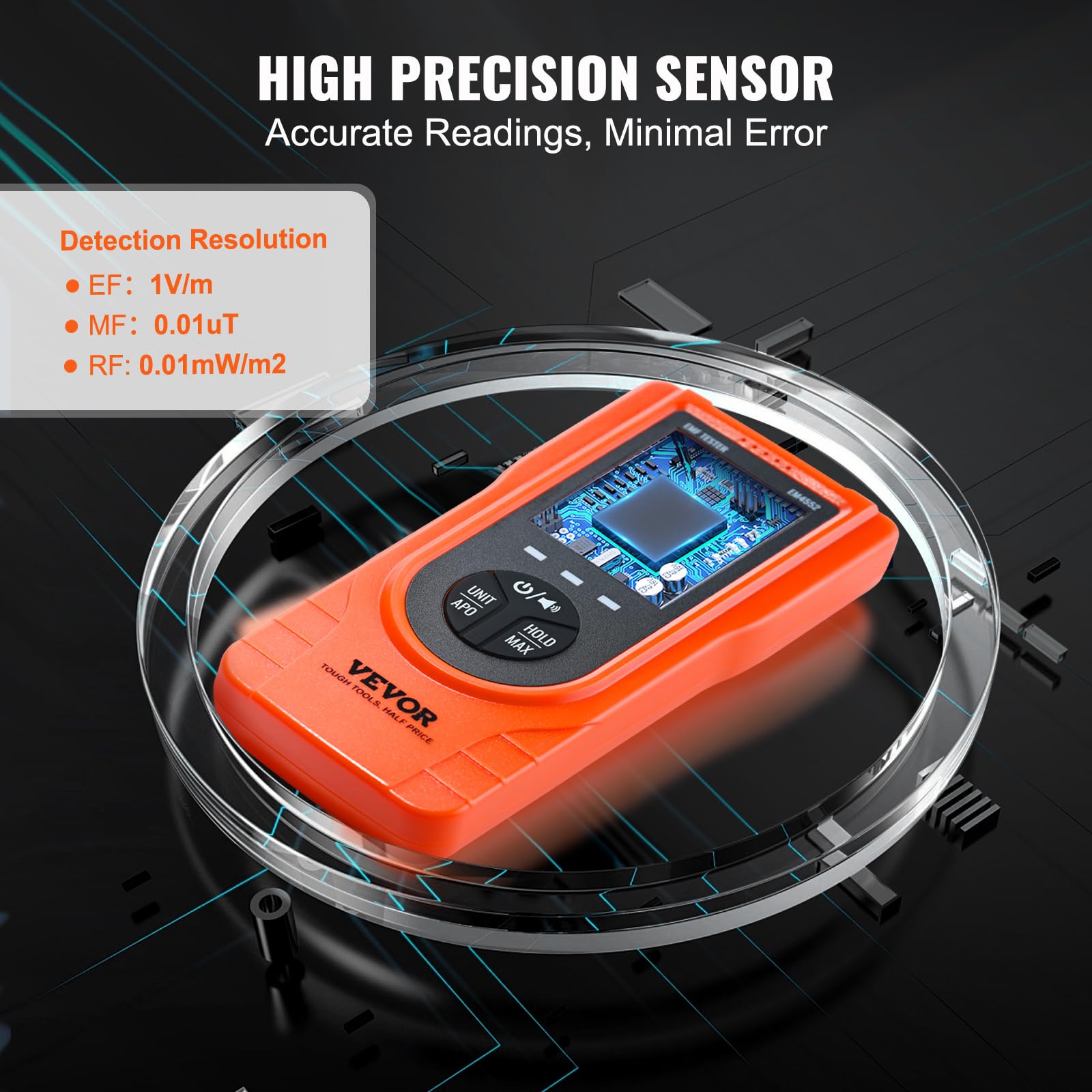 VEVOR 3-in-1 EMF Meter, 5Hz - 3.5GHz, Handheld Rechargeable Electromagnetic Field Radiation Detector, Digital LCD EMF Tester for EF MF RF Home Inspections Outdoor Ghost Hunting Paranormal Equipment - Image 4