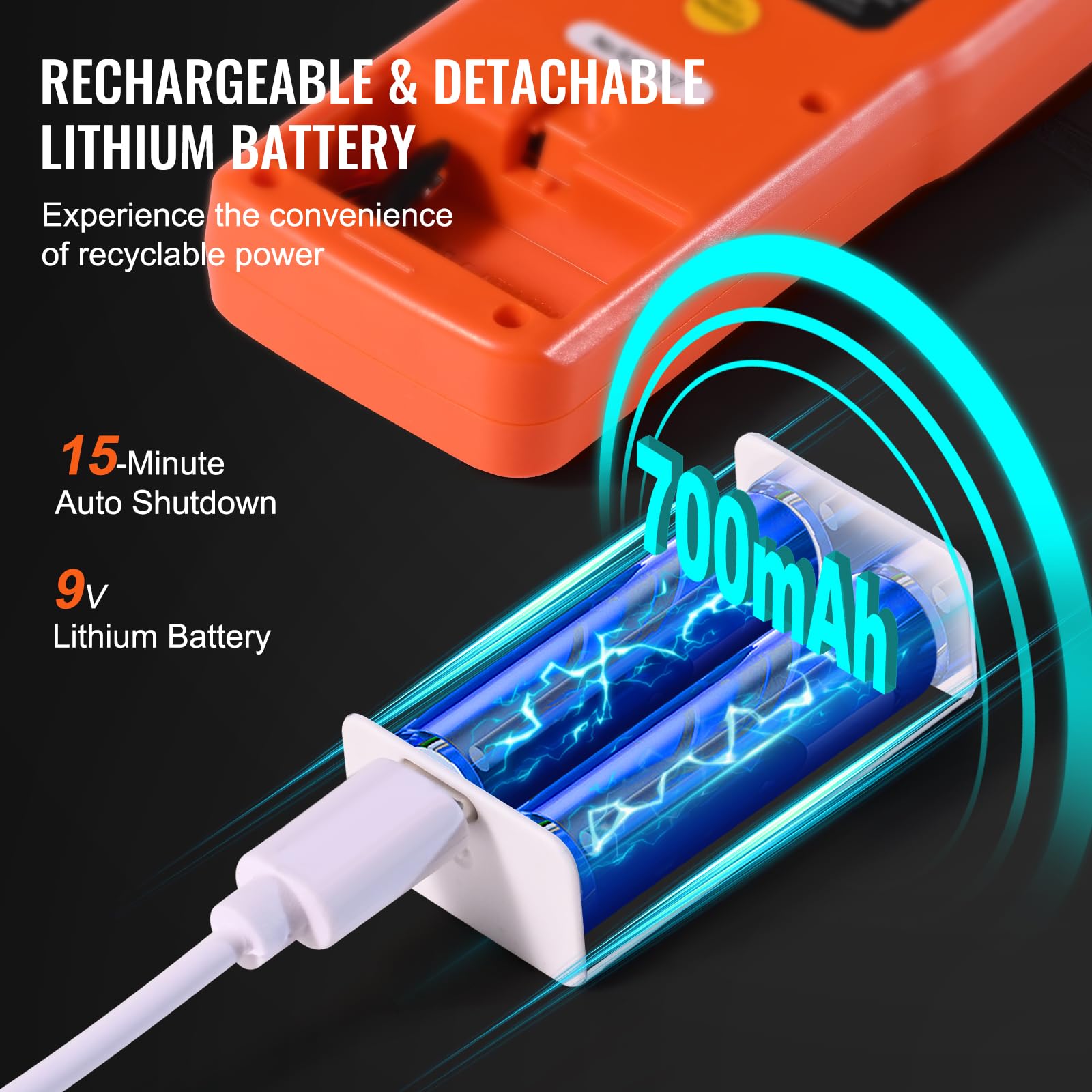 VEVOR 3-in-1 EMF Meter, 5Hz - 3.5GHz, Handheld Rechargeable Electromagnetic Field Radiation Detector, Digital LCD EMF Tester for EF MF RF Home Inspections Outdoor Ghost Hunting Paranormal Equipment - Image 6