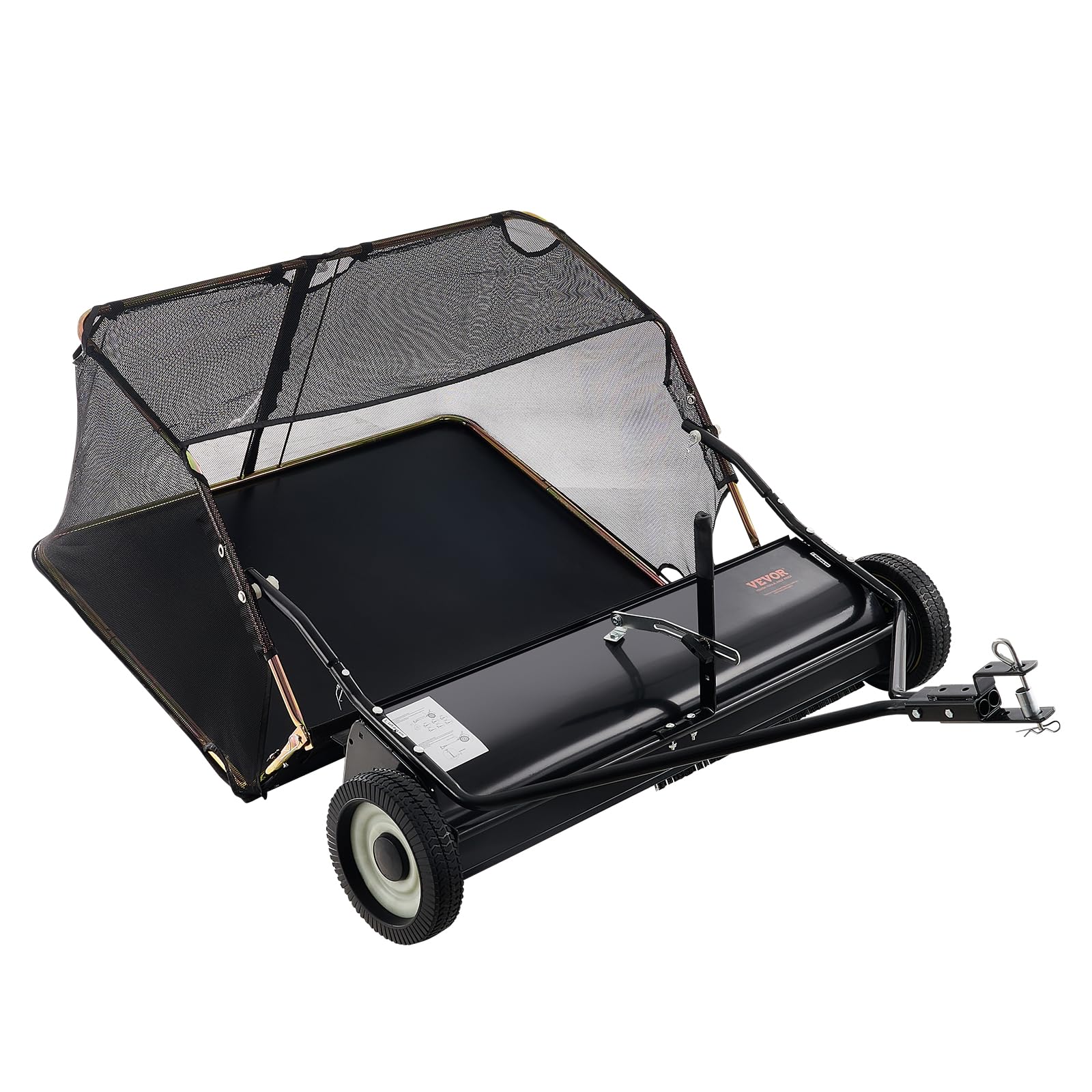 VEVOR 42 Inch Lawn Sweeper Tow Behind, 12 cu.ft. Large Pull Behind Grass Sweeper, Heavy Duty Leaf & Grass Collector with Dumping Rope Design, Adjustable Sweeping Height for Picking Up Debris & Grass - Image 9