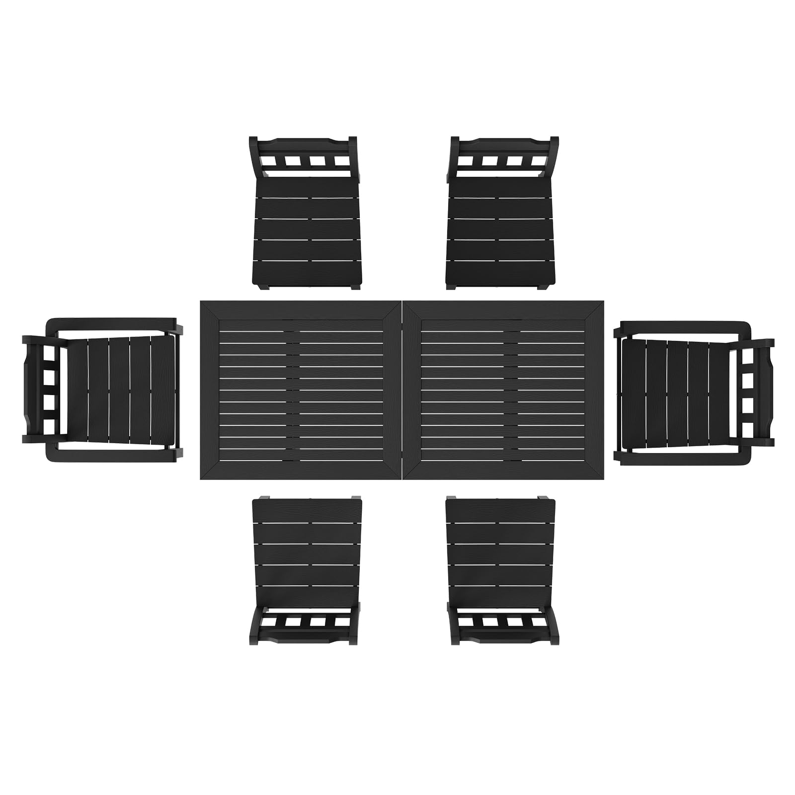 VEVOR 7 Pieces Patio Dining Set, Outdoor Rectangle Furniture Table and Chairs Set, All Weather Garden Furniture Table Sets, HIPS Patio Conversation Set, for Lawn, Deck, Backyard, Poolside - Image 10