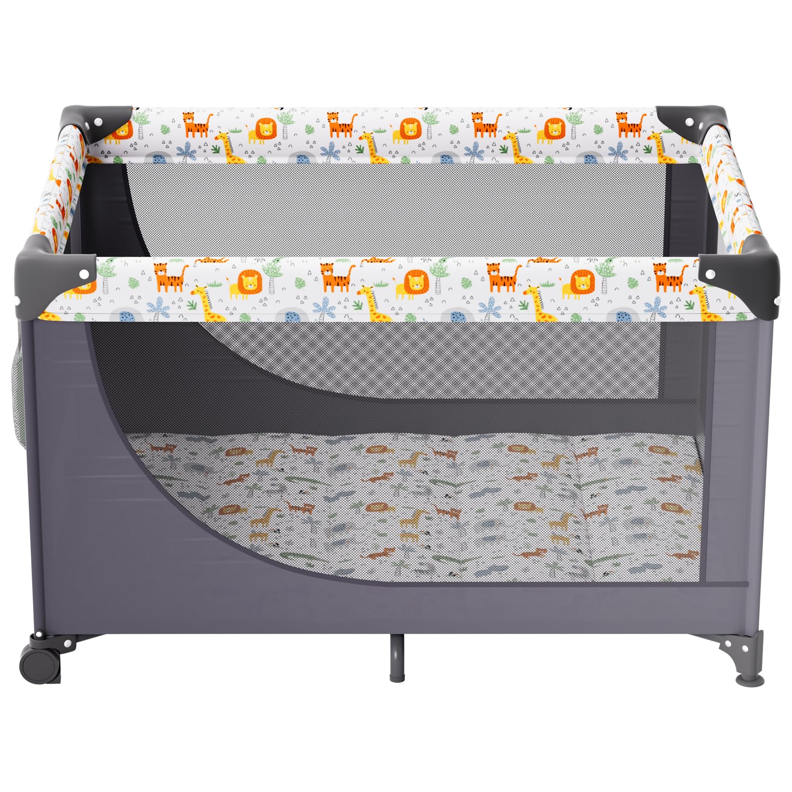 VEVOR Baby Travel Crib and Play Yard, Folding Baby Playpen with Soft Mattress Pad, Portable Toddlers Crib with Breathable Mesh and Travel Bag, Indoor/Outdoor Kid Activity Center for 0-36 Months Babies - Image 9