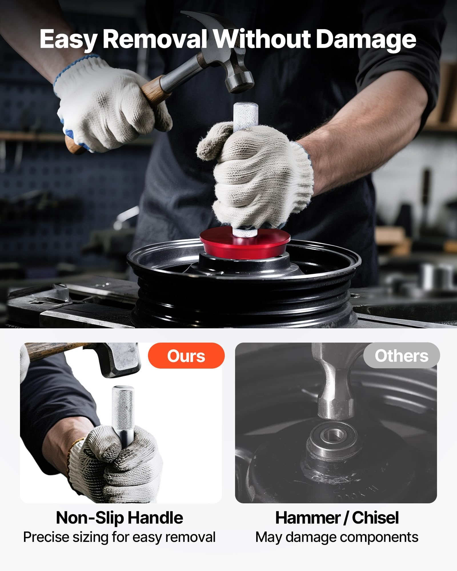 VEVOR Bearing Press Kit, 43 Pcs, Bearing Race and Seal Driver Set with 39 Bushings & Handle Shafts, Bushing Driver Tool Set, Heavy Duty Aluminum Alloy Removal Installation Tool Kit with Storage Case - Image 4