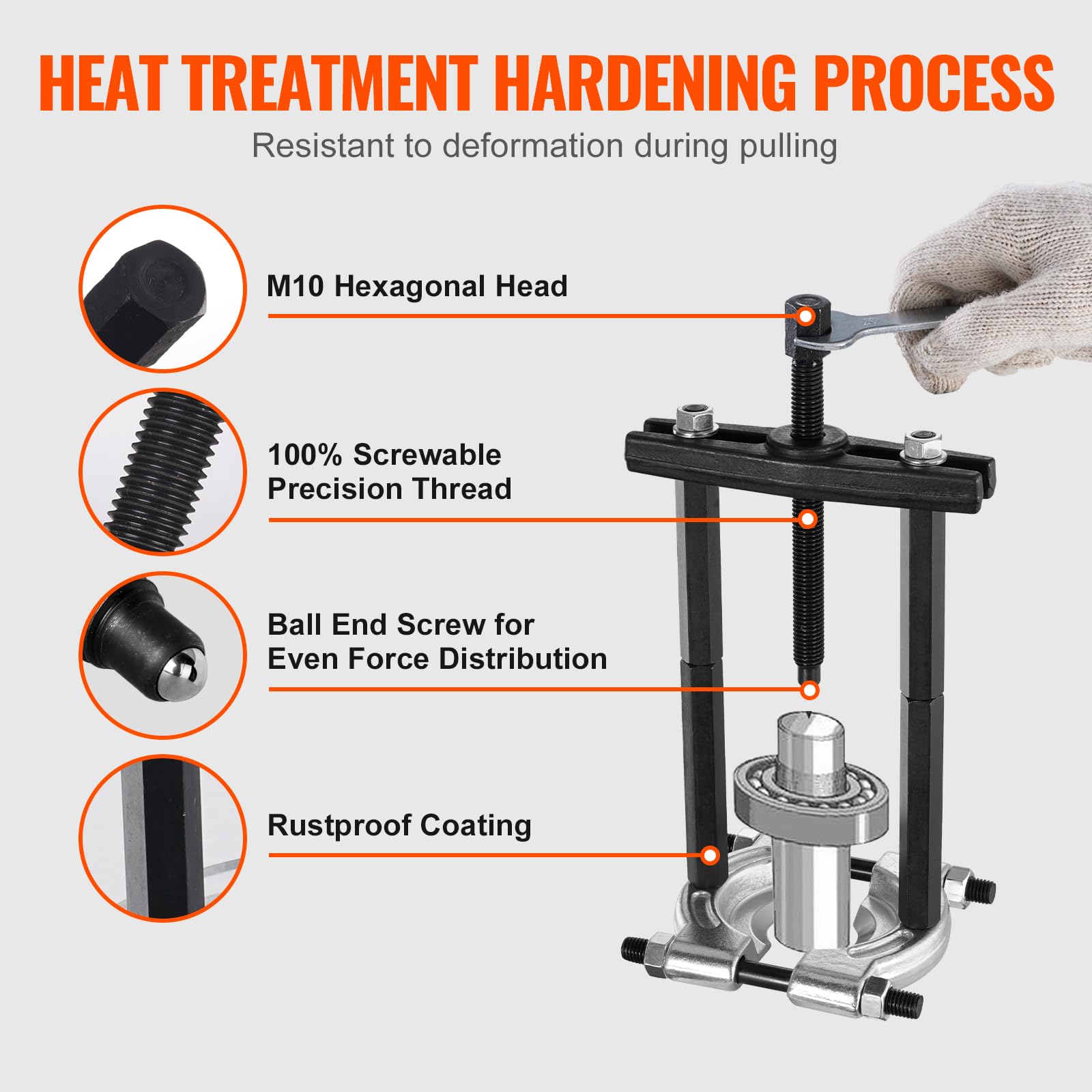VEVOR Bearing Puller Kit 14-Piece, 5 Ton Bearing Separator, Pinion Wheel Bearing Removal Kit with 2" and 3" Jaws, Bearing Separator and Puller Set, Heavy Duty Bearing Splitter Tool Kit with Case - Image 5