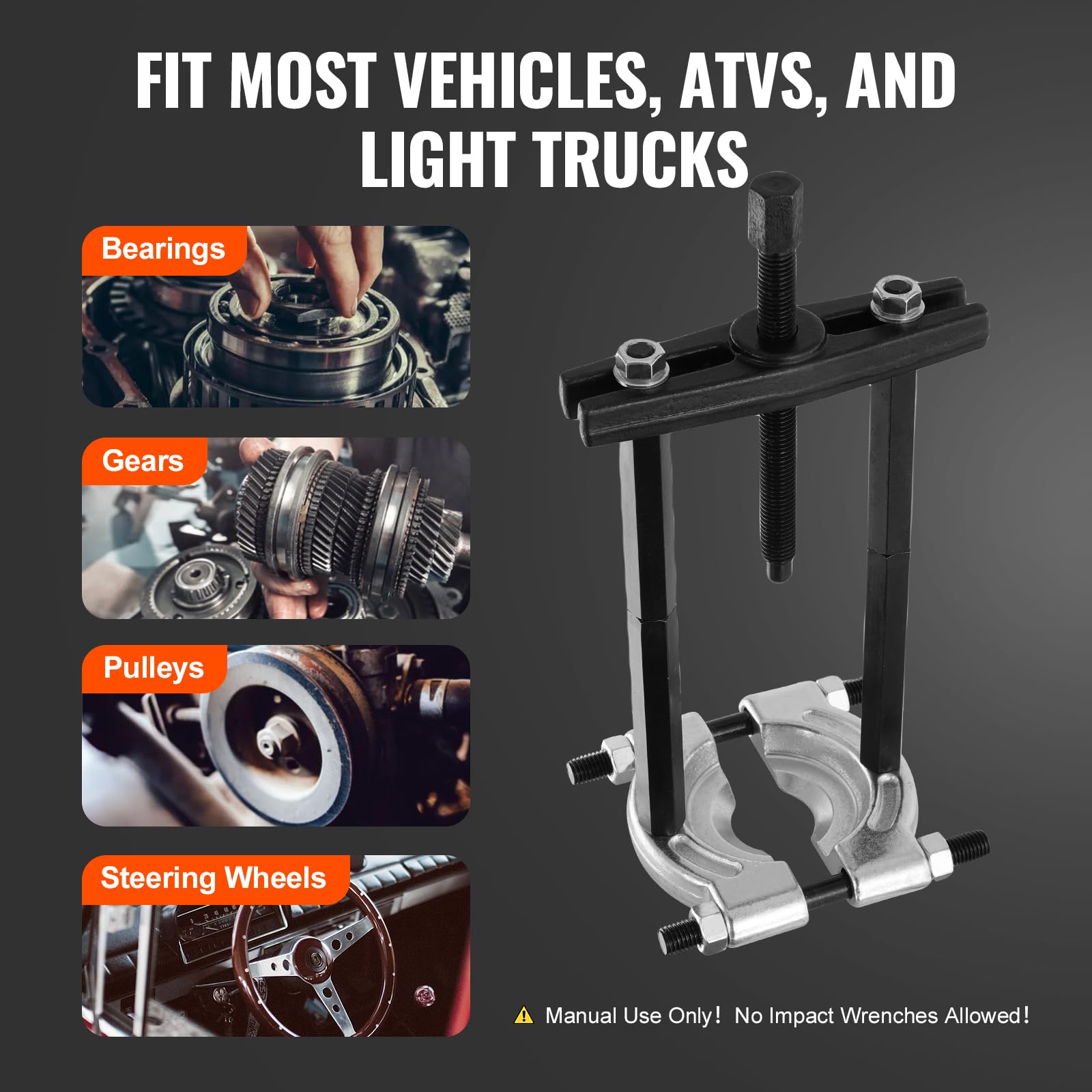 VEVOR Bearing Puller Kit 14-Piece, 5 Ton Bearing Separator, Pinion Wheel Bearing Removal Kit with 2" and 3" Jaws, Bearing Separator and Puller Set, Heavy Duty Bearing Splitter Tool Kit with Case - Image 6