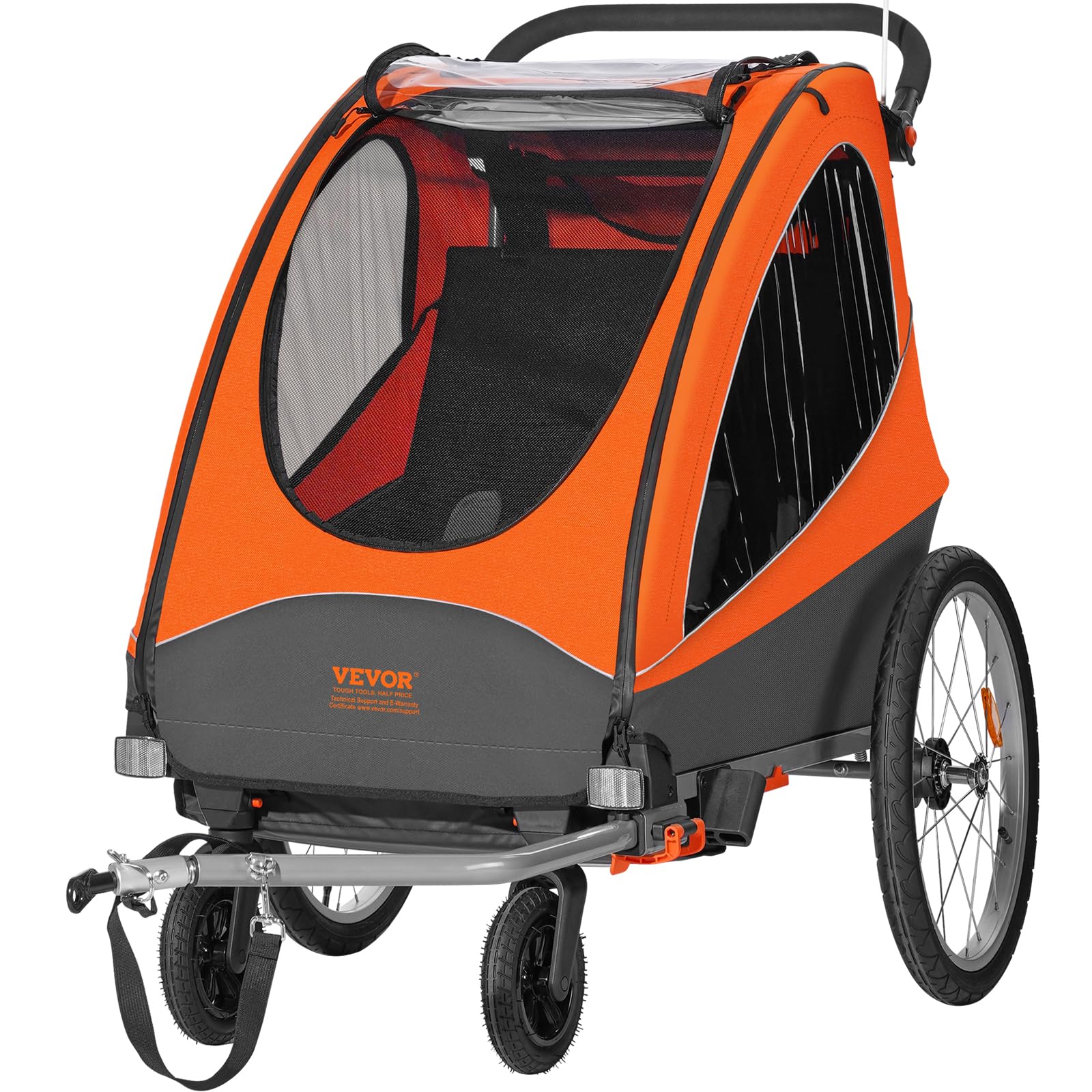 VEVOR Bike Trailer for Toddlers Kids, Single & Double Seat Options, 2-in-1 Canopy Carrier with Strong Frame Converts to Stroller, Tow Behind Foldable Child Bicycle Trailer with Universal Coupler - Image 12