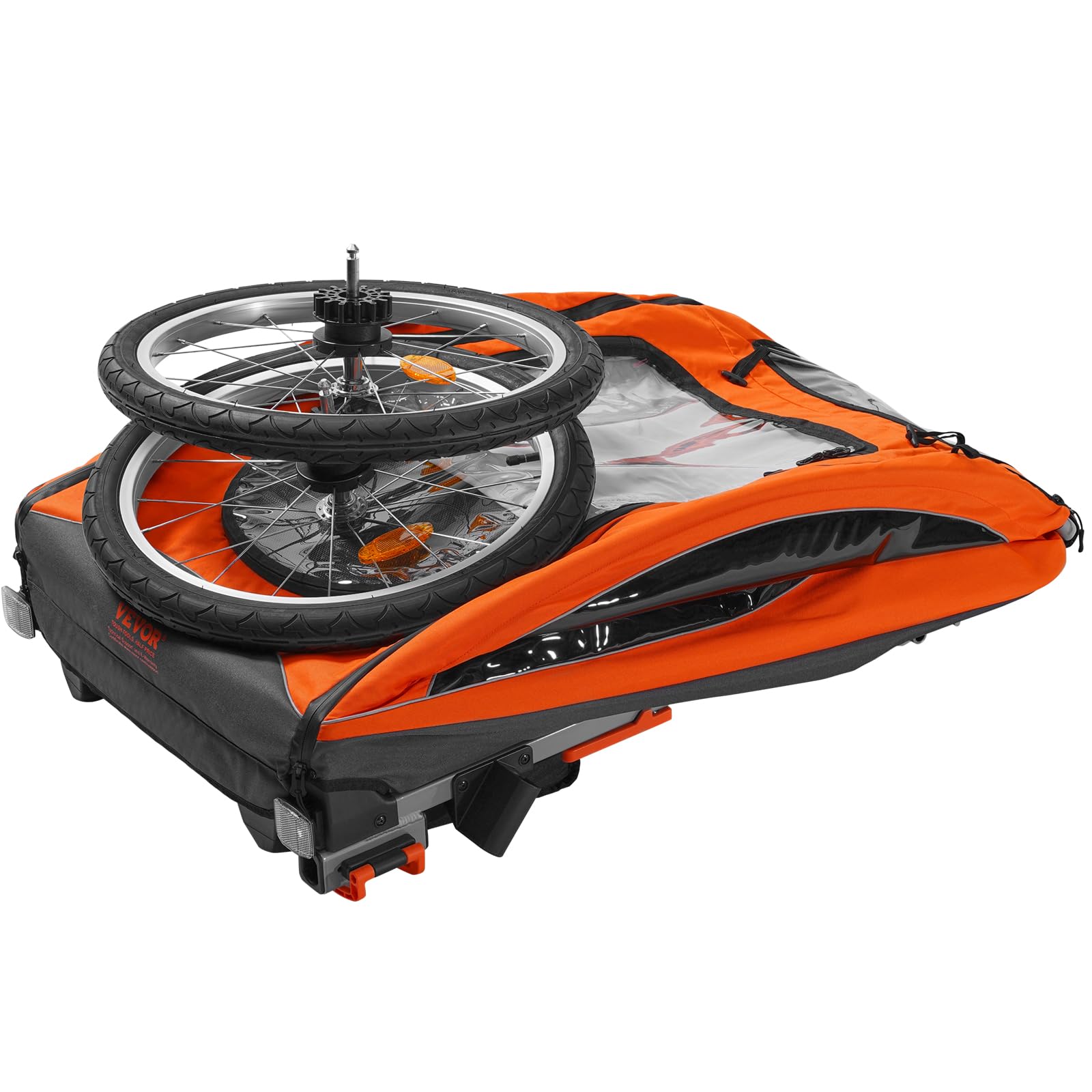 VEVOR Bike Trailer for Toddlers Kids, Single & Double Seat Options, 2-in-1 Canopy Carrier with Strong Frame Converts to Stroller, Tow Behind Foldable Child Bicycle Trailer with Universal Coupler - Image 9