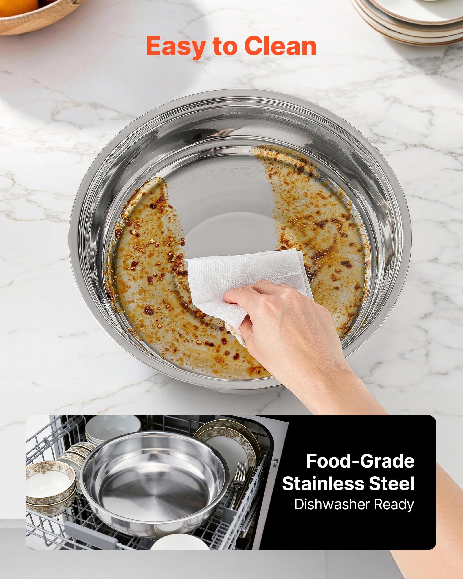 VEVOR Chafing Dish Buffet Set, 5 Qt 4 Pack, Stainless Steel Chafer with 4 Full Size Pan, Round Catering Warmer Server with Glass Lid Water Pan Folding Stand Fuel Holder, for Wedding Banquet, Gold - Image 7