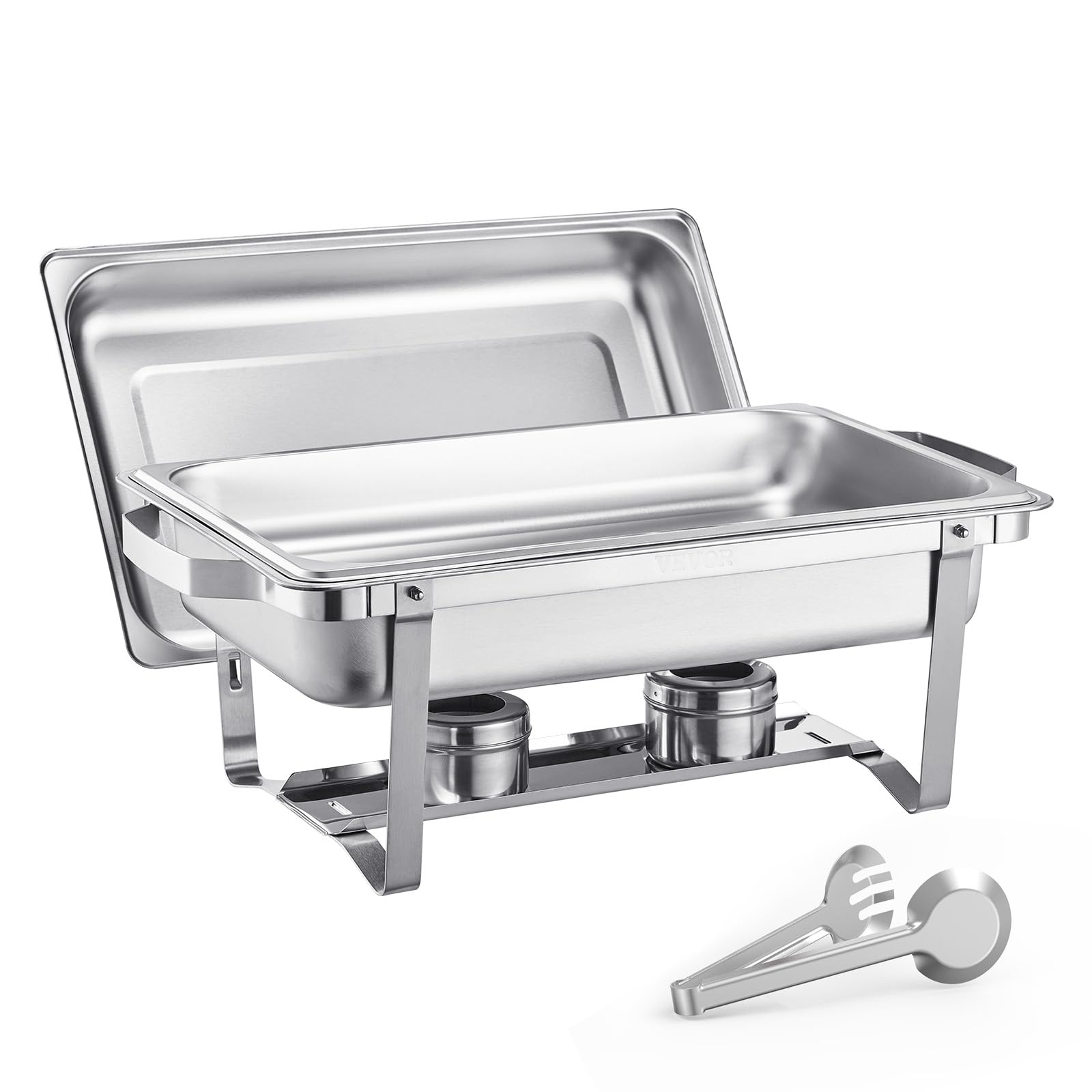 VEVOR Chafing Dish Buffet Set, 8 Qt 6 Pack, Stainless Steel Chafer with 6 Full Size Pans, Rectangle Catering Warmer Server with Lid Water Pan Stand Fuel Holder, for Weddings Parties Banquets, Silver - Image 10