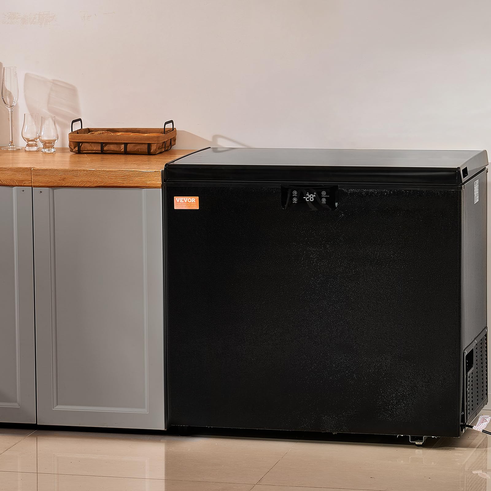 VEVOR Chest Freezer, 7 Cu.ft / 198 L Compact Deep Freezer, Free Standing Top Open Door Compact Freezers with 2 Removable Baskets & Adjustable Thermostat, Energy Saving & Low Noise, Black - Image 8