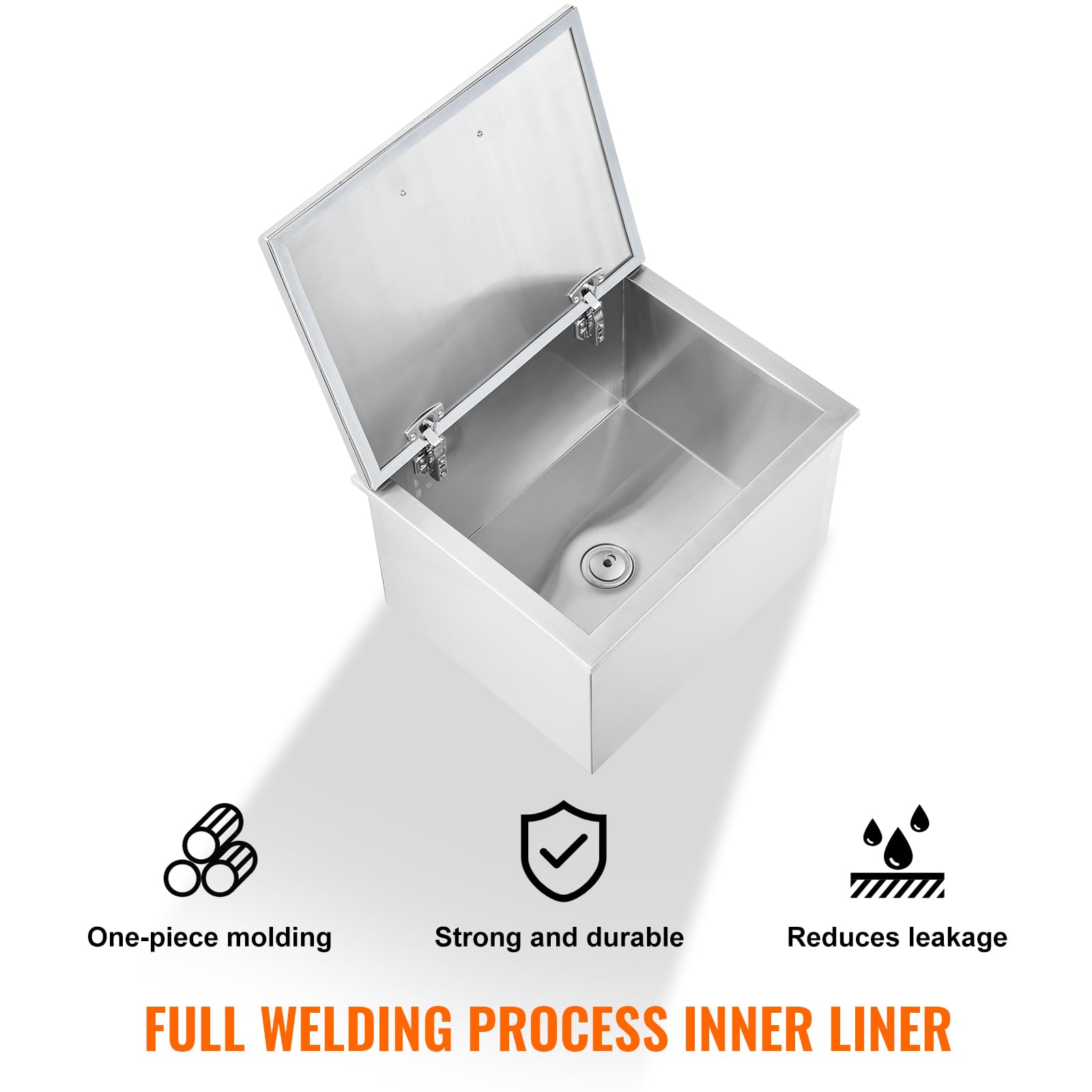 VEVOR Commercial Ice Bin, 125 lbs Portable Ice Caddy, Insulated Ice Carrier with 4 Wheels and Flip Lid, Large Ice Bin for Catering, Kitchens, Bistros, Restaurants, and Bars - Image 4