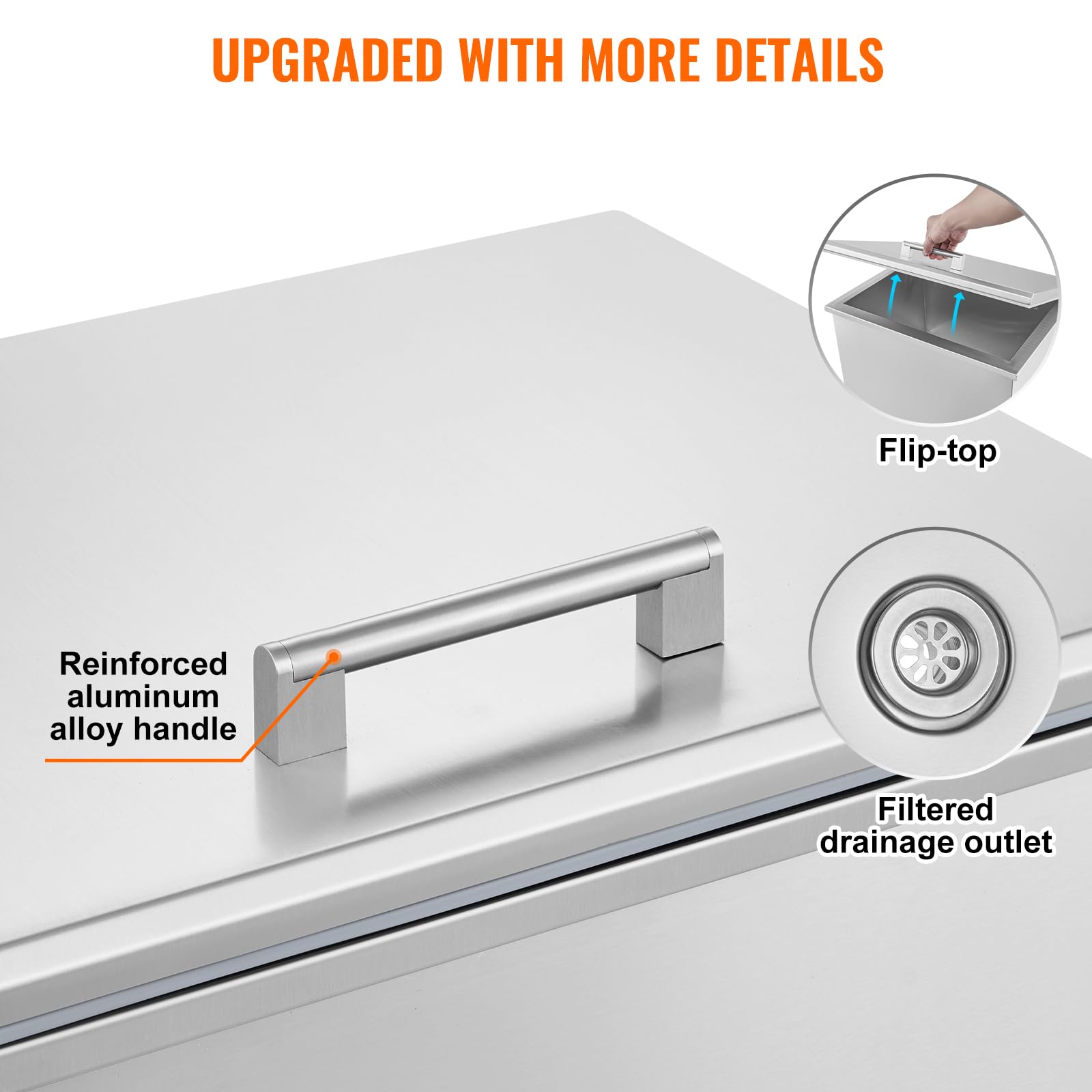 VEVOR Commercial Ice Bin, 125 lbs Portable Ice Caddy, Insulated Ice Carrier with 4 Wheels and Flip Lid, Large Ice Bin for Catering, Kitchens, Bistros, Restaurants, and Bars - Image 5