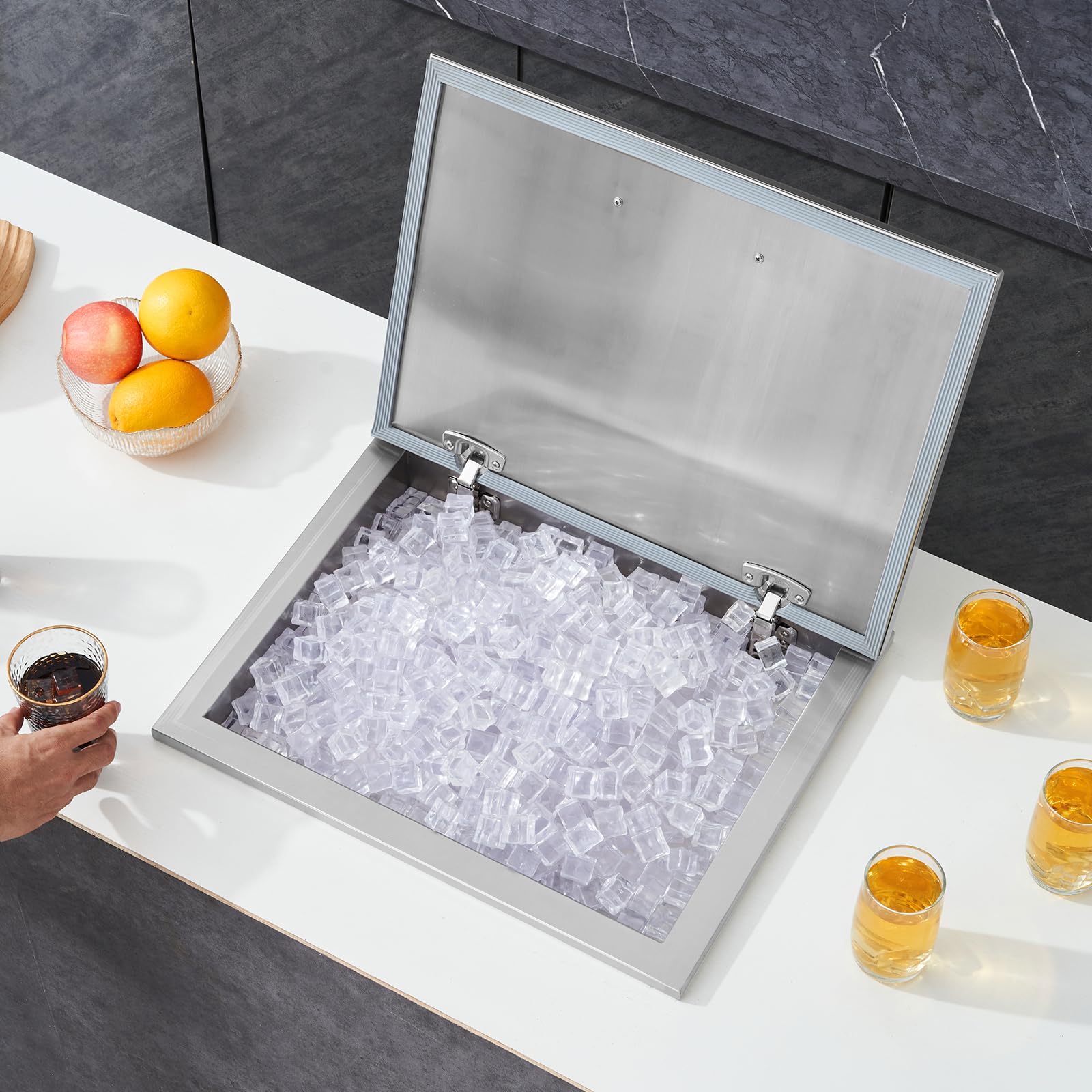 VEVOR Commercial Ice Bin, 125 lbs Portable Ice Caddy, Insulated Ice Carrier with 4 Wheels and Flip Lid, Large Ice Bin for Catering, Kitchens, Bistros, Restaurants, and Bars - Image 8