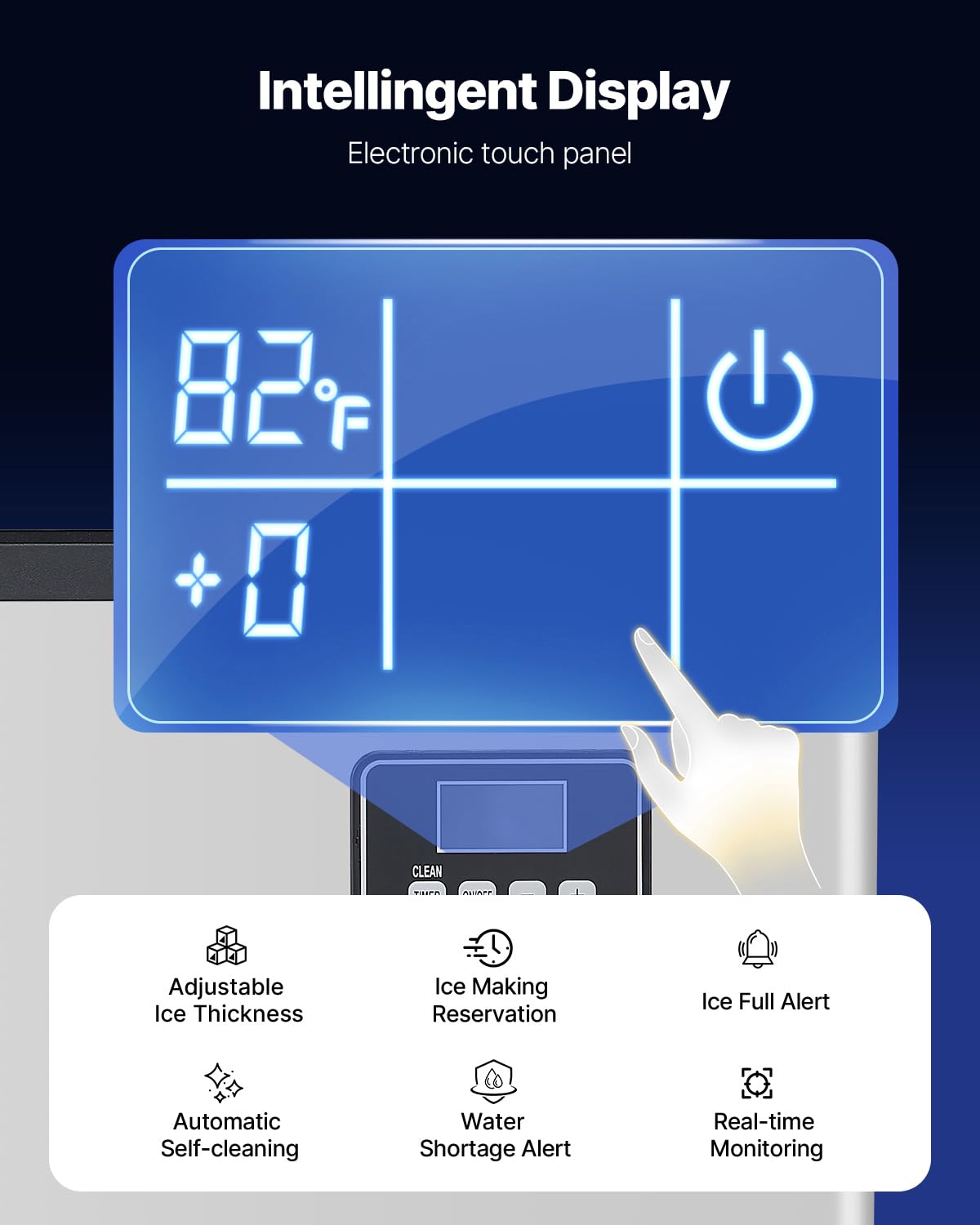 VEVOR Commercial Ice Maker Machine, 360LBS/24H Ice-Making Machine with 300LBS Large Storage Bin, Auto Self-Cleaning Ice Maker with Touchscreen for Bar Cafe Restaurant Business Commercial - Image 5
