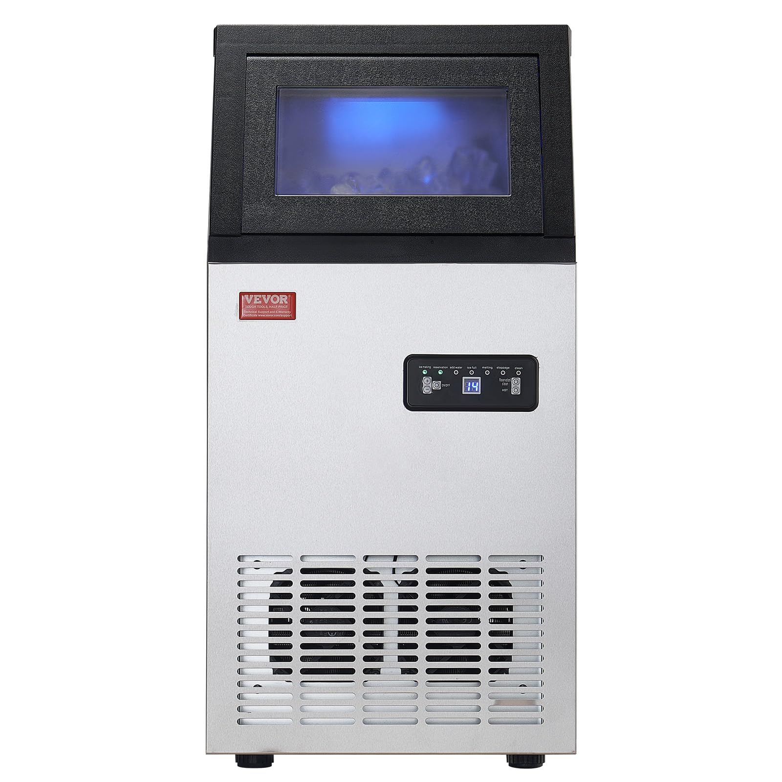 VEVOR Commercial Ice Maker Machine, 80lbs/24H Ice Maker Machine with 28lbs Storage Capacity, 40 Ice Cubes in 15 Minutes, LED Digital Display Freestanding Self-Cleaning for Bar Office Restaurant - Image 10