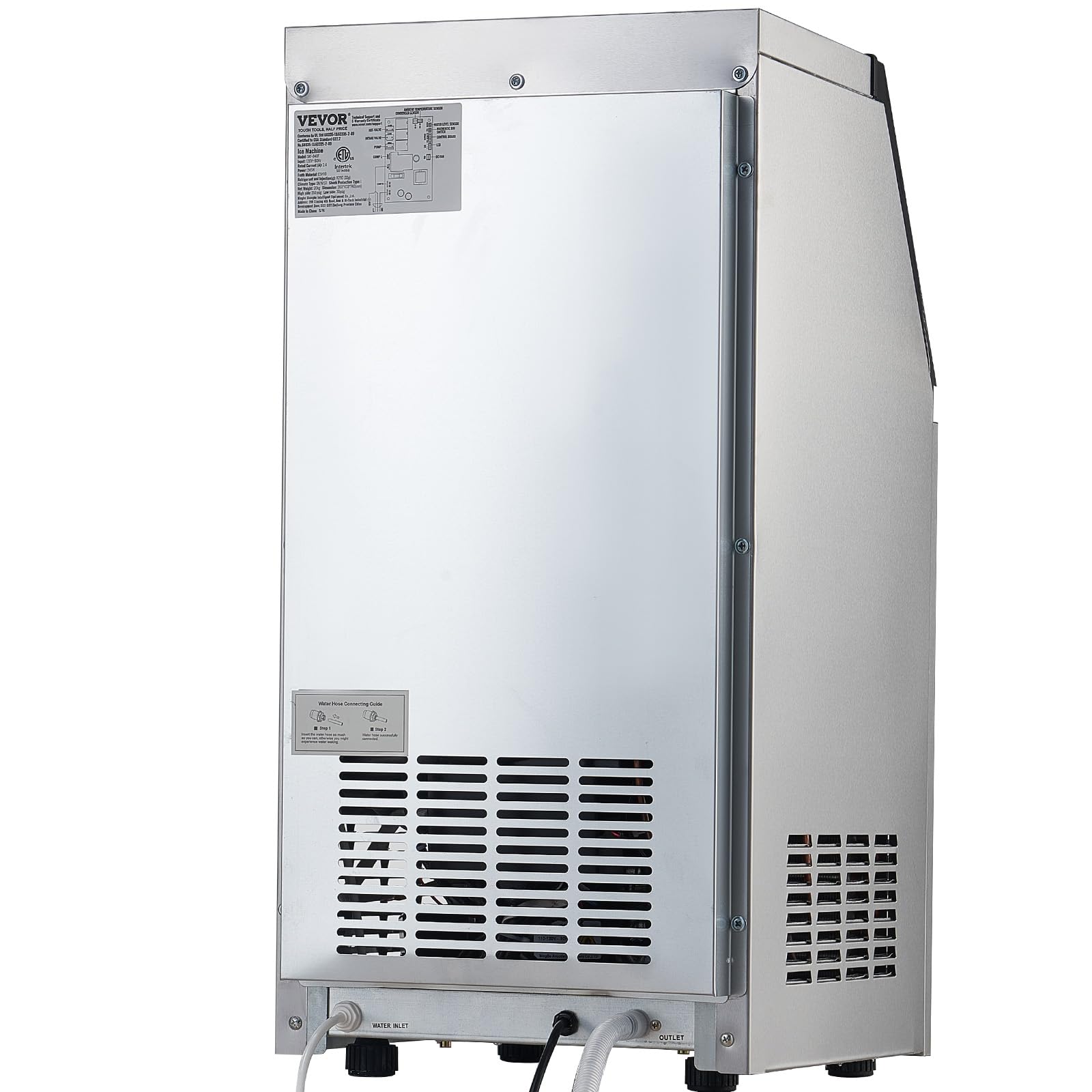 VEVOR Commercial Ice Maker Machine, 80lbs/24H Ice Maker Machine with 28lbs Storage Capacity, 40 Ice Cubes in 15 Minutes, LED Digital Display Freestanding Self-Cleaning for Bar Office Restaurant - Image 11