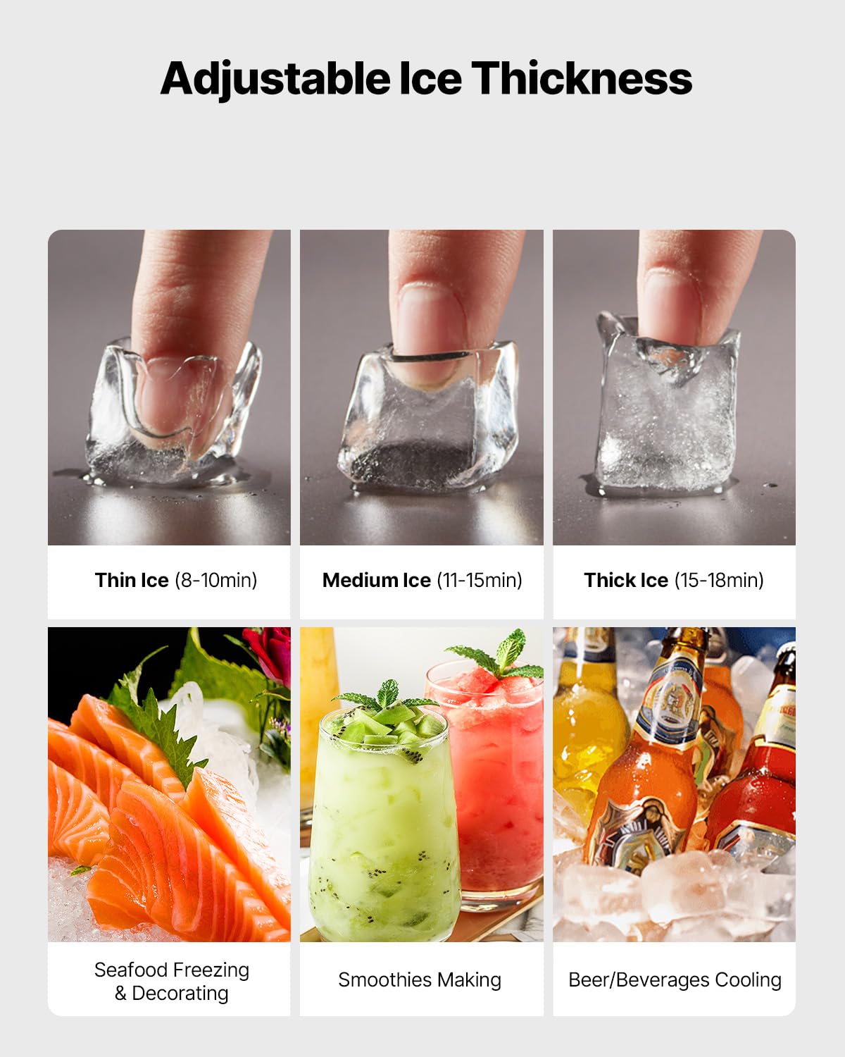 VEVOR Commercial Ice Maker Machine - Head, 300 Lbs/Day Stainless Steel Ice Machine with Scheduled Ice-Making, Self-Cleaning, Adjustable Thickness, Ideal for Restaurant Bar Cafe Hotel - Head Only - Image 4