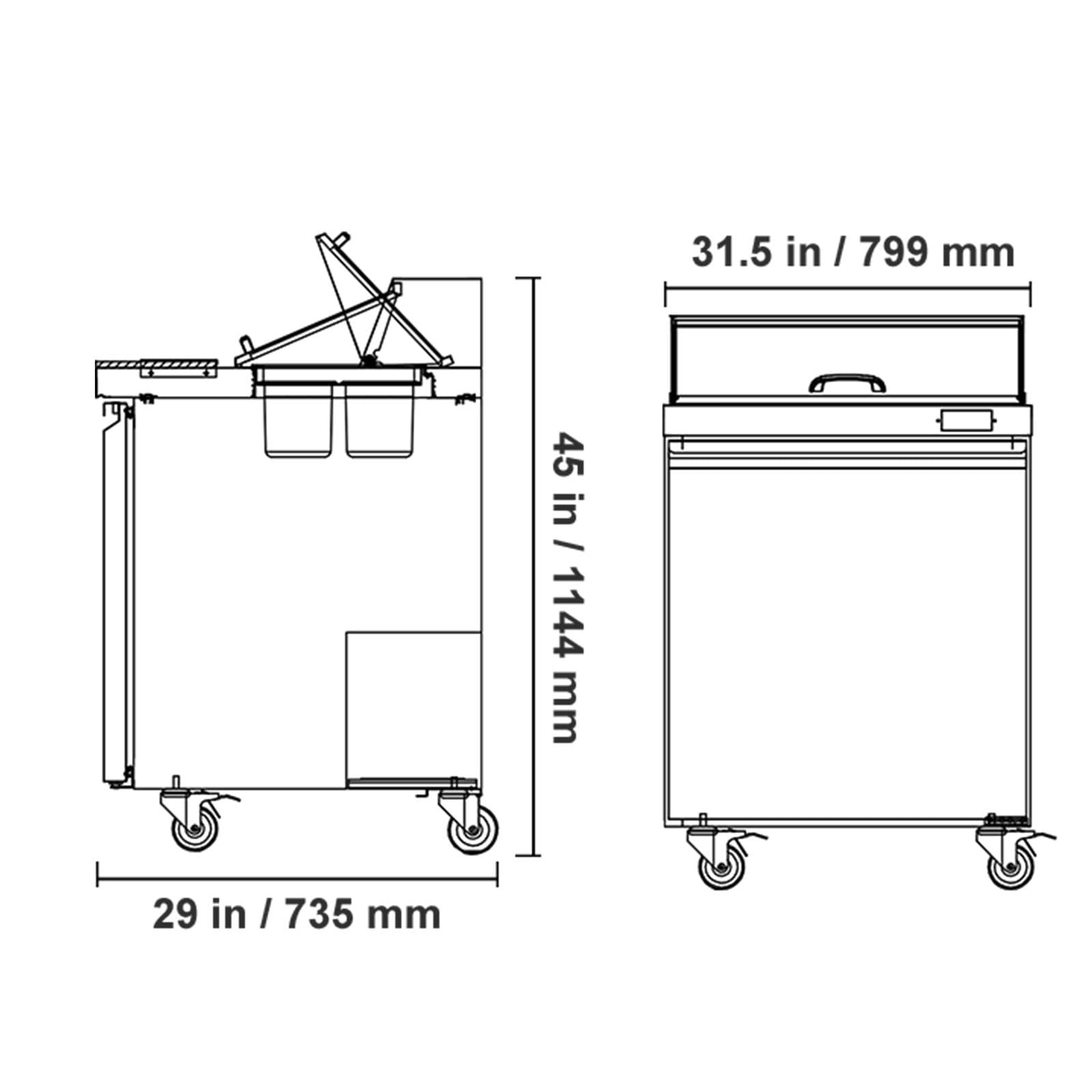 VEVOR Commercial Refrigerator, 28" W Sandwich/Salad Prep Refrigerated Table, Stainless Steel Food Prep Station Fridge with 8 Pan, for Restaurant, Bar, Shop, 7.1 Cu. Ft Refrigerator Single Door, Silver - Image 8