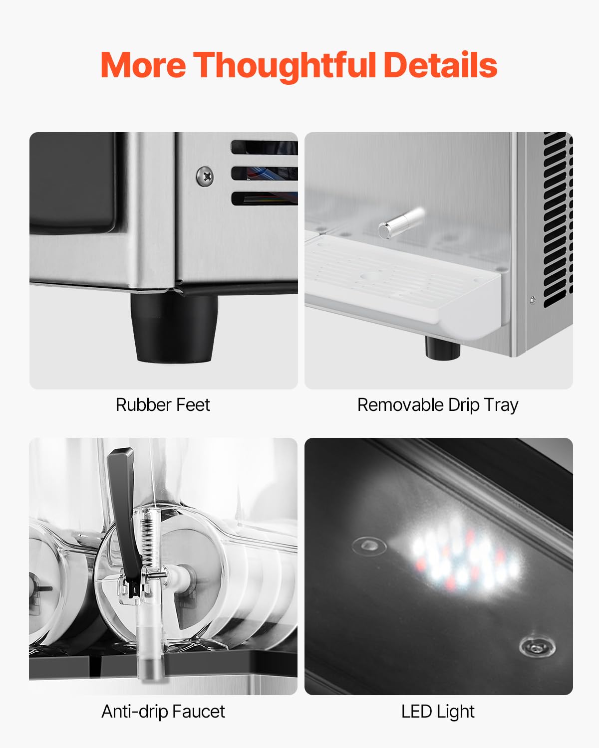 VEVOR Commercial Slushy Machine, 12Lx3 Triple Tank Frozen Drink Machine, 144 Cups Stainless Steel Margarita Smoothie Frozen Drink Maker, Slushie Maker for Home Party Restaurants Cafe Bars - Image 6