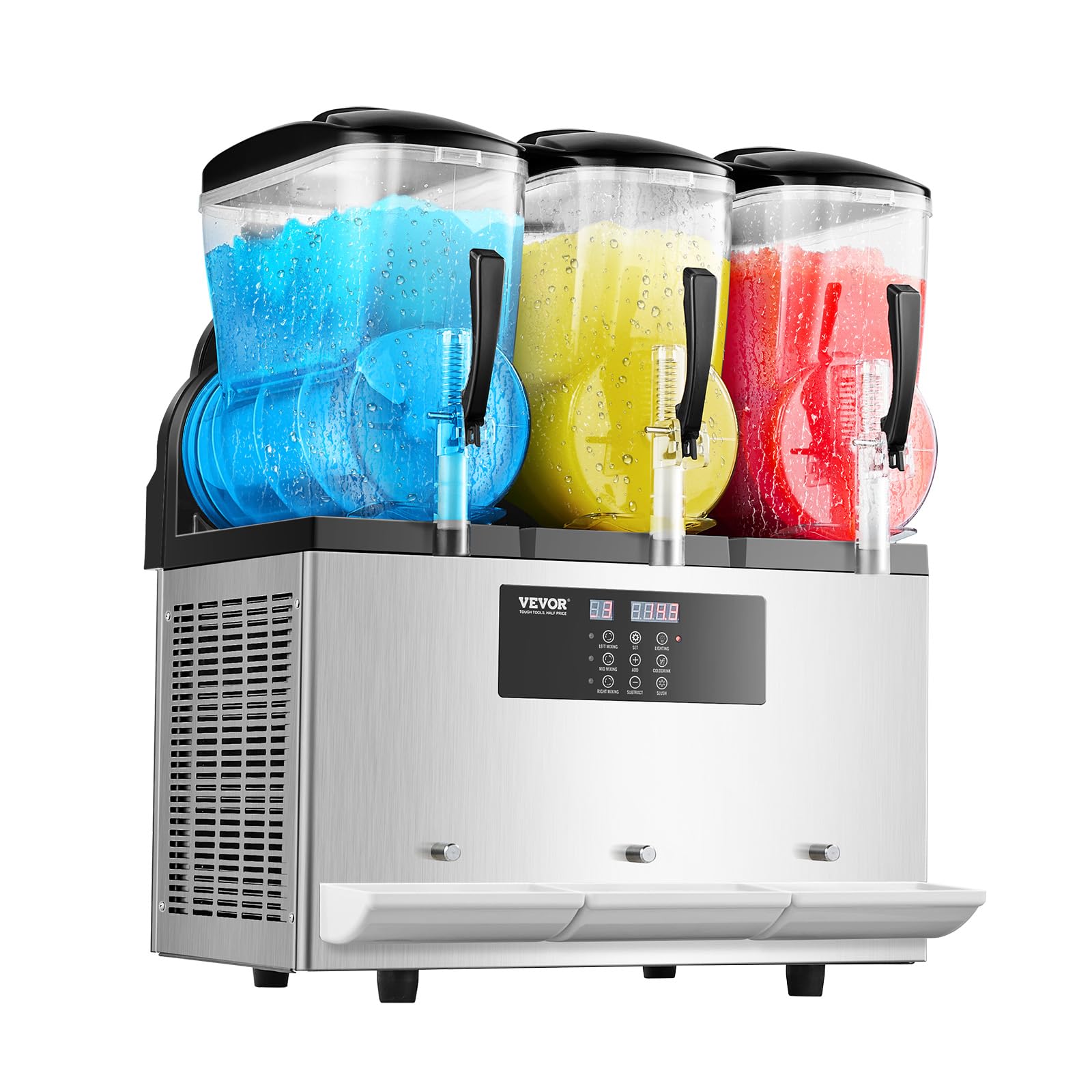 VEVOR Commercial Slushy Machine, 12Lx3 Triple Tank Frozen Drink Machine, 144 Cups Stainless Steel Margarita Smoothie Frozen Drink Maker, Slushie Maker for Home Party Restaurants Cafe Bars - Image 9