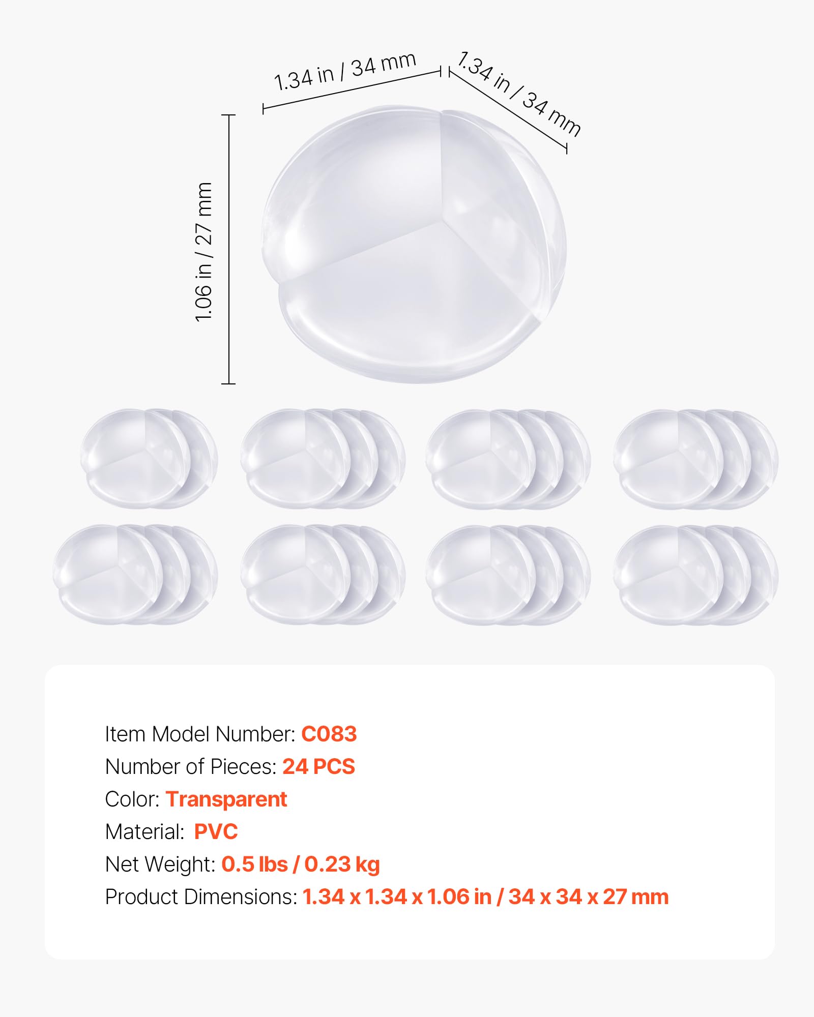 VEVOR Corner Protectors Baby Proofing, 24 Pack, Clear & Transparent Table Corner Guards Covers for Baby Safety, 1.34-inch Depth, 0.28-inch Thickness, Strong Adhesive, Cushion for Furniture Sharp Edges - Image 7