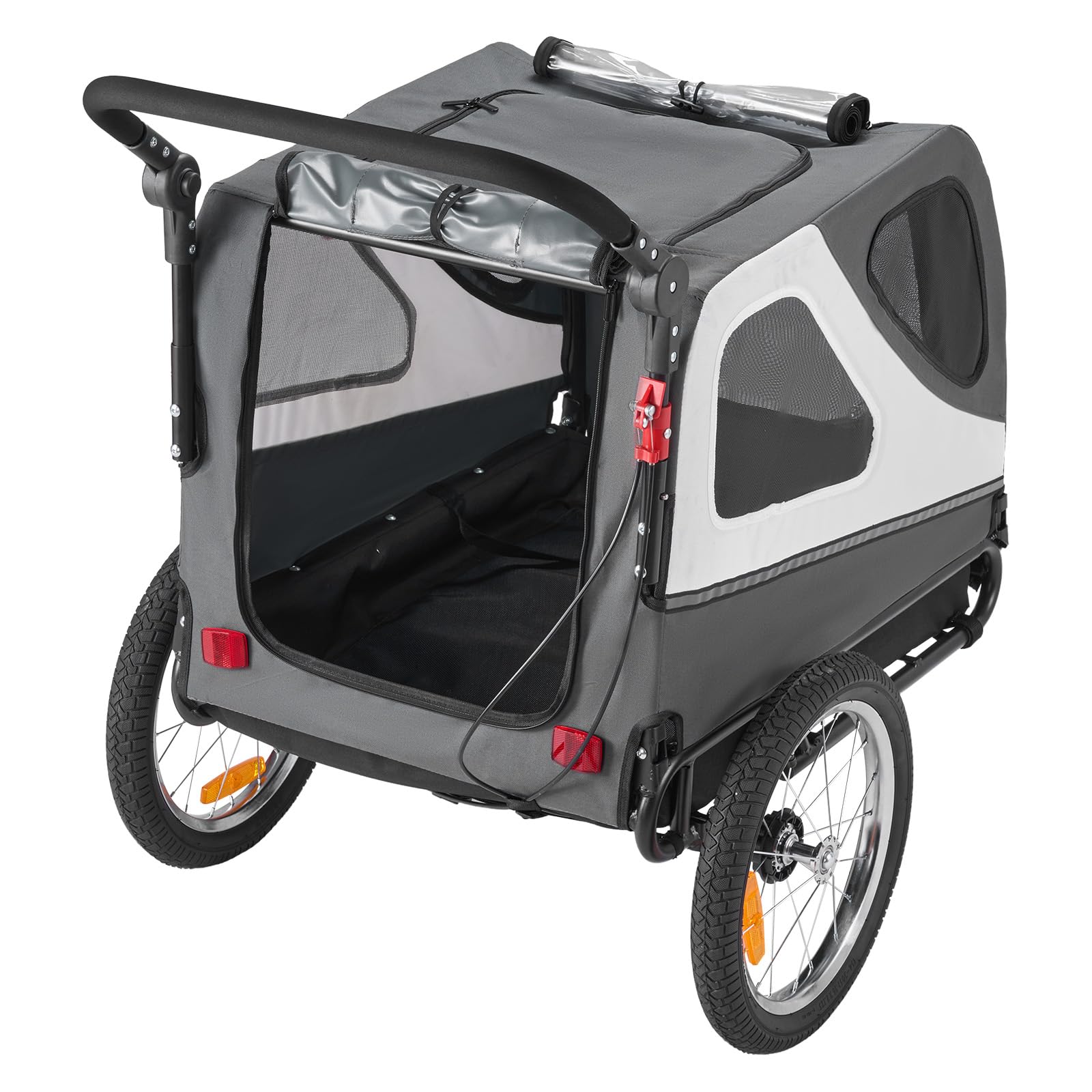 VEVOR Dog Bike Trailer, Supports up to 66/88/100 lbs, 2-in-1 Pet Stroller Cart Bicycle Carrier, Easy Folding Cart Frame with Quick Release Wheels, Universal Bicycle Coupler, Reflectors, Flag - Image 10