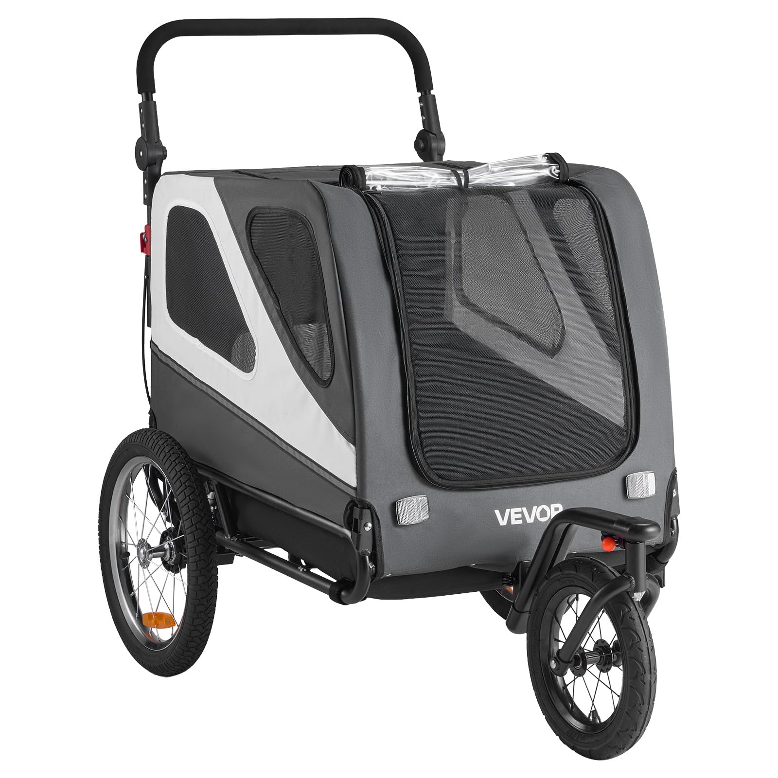 VEVOR Dog Bike Trailer, Supports up to 66/88/100 lbs, 2-in-1 Pet Stroller Cart Bicycle Carrier, Easy Folding Cart Frame with Quick Release Wheels, Universal Bicycle Coupler, Reflectors, Flag - Image 11