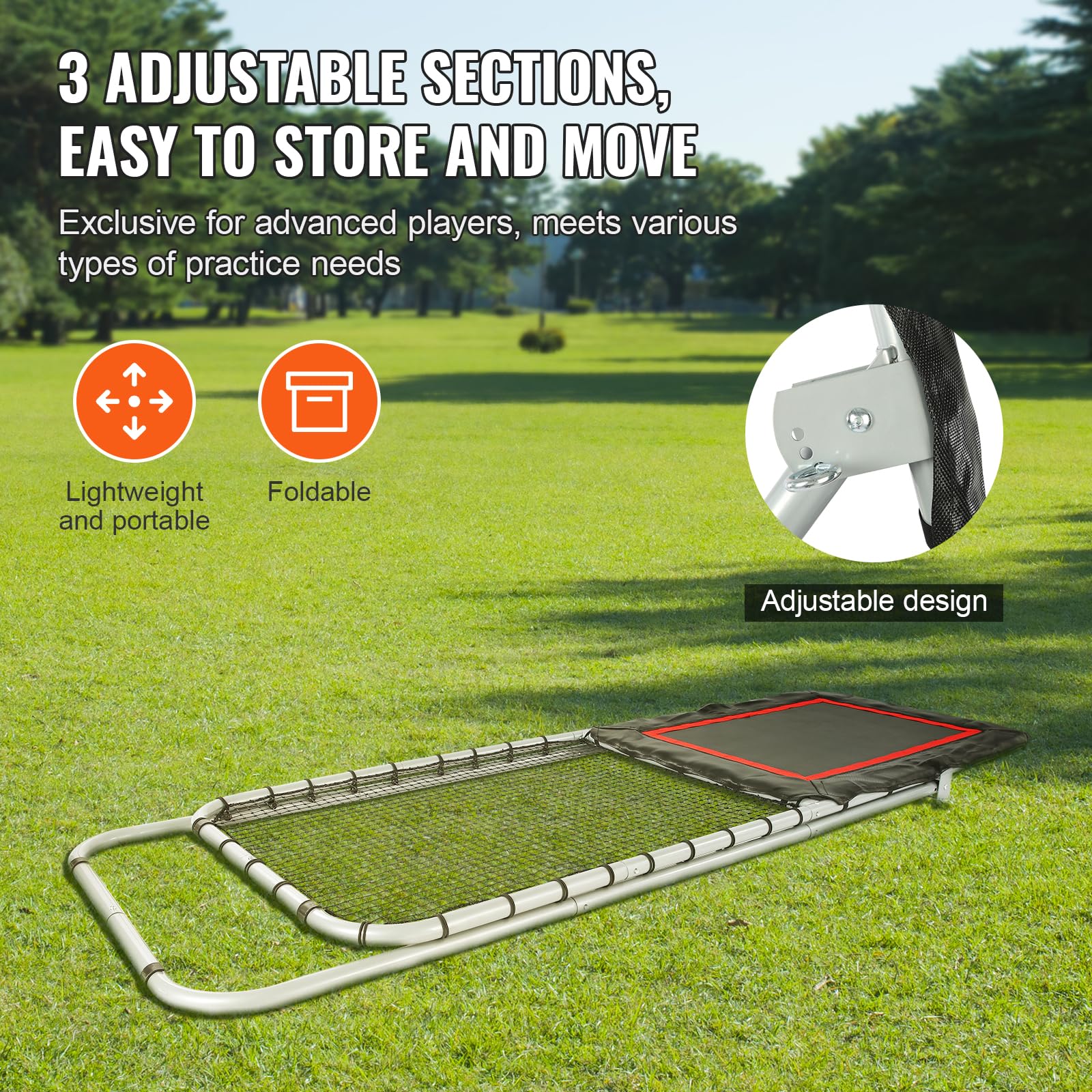 VEVOR Folding Lacrosse Rebounder for Backyard, Volleyball Bounce Back Net, Pitchback Throwback Baseball Softball Return Training Screen, Adjustable Angle Shooting Practice Training Wall - Image 4