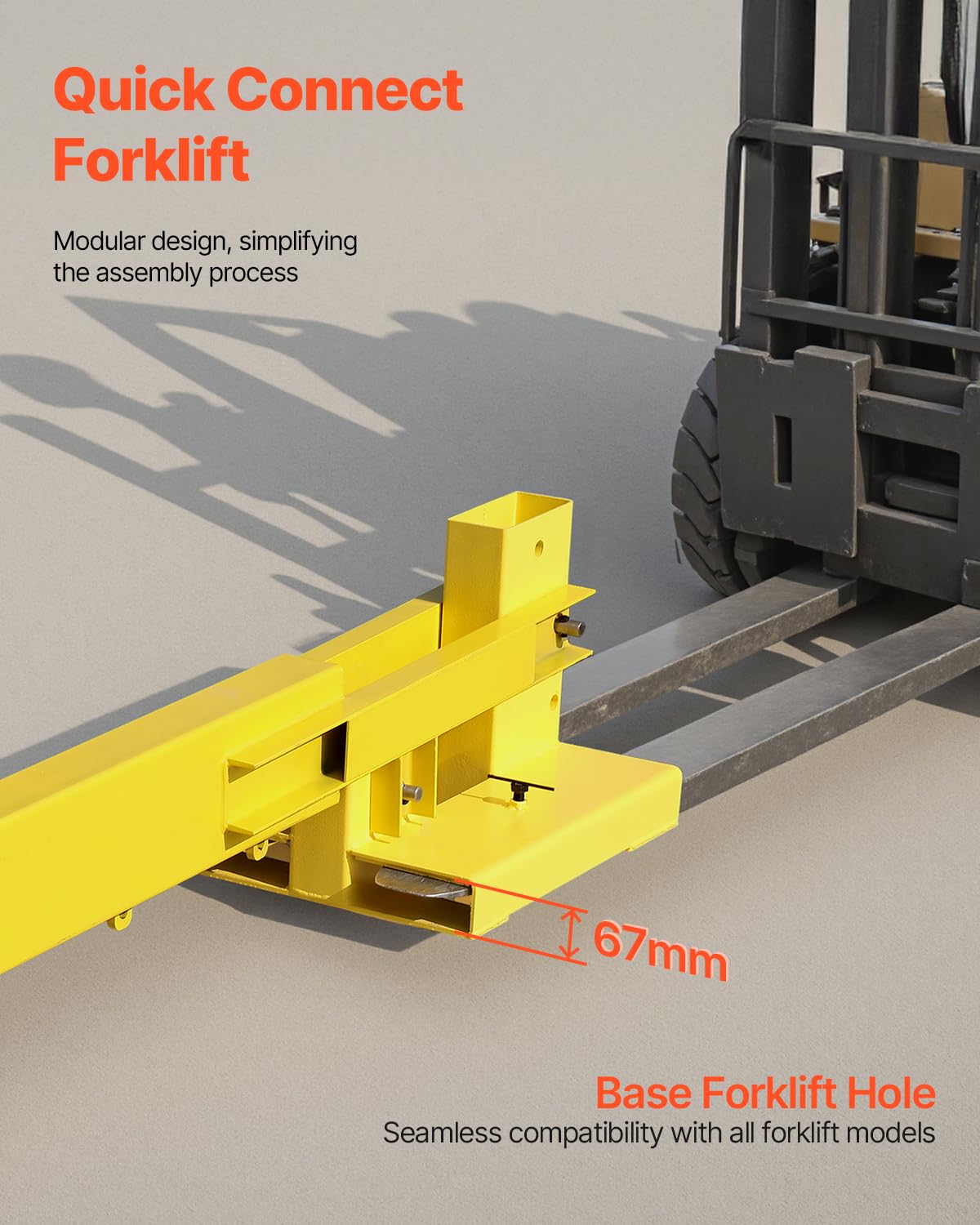 VEVOR Forklift Jib Boom Crane, 6000lbs Capacity, Manual Telescoping Boom Extends Up to 56.1 inches, Forklift Mobile Crane with 2 Hooks, Adjustable Forklift Crane Attachment for Warehouse, Factories - Image 5