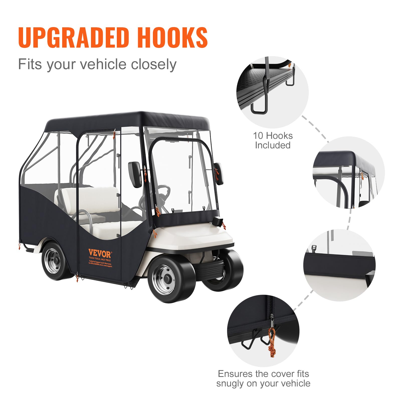 VEVOR Golf Cart Enclosure, Polyester Driving Enclosure, Club Car Covers Universal Fits for Most Brand Carts, Sunproof and Dustproof Outdoor Cart Cover - Image 6