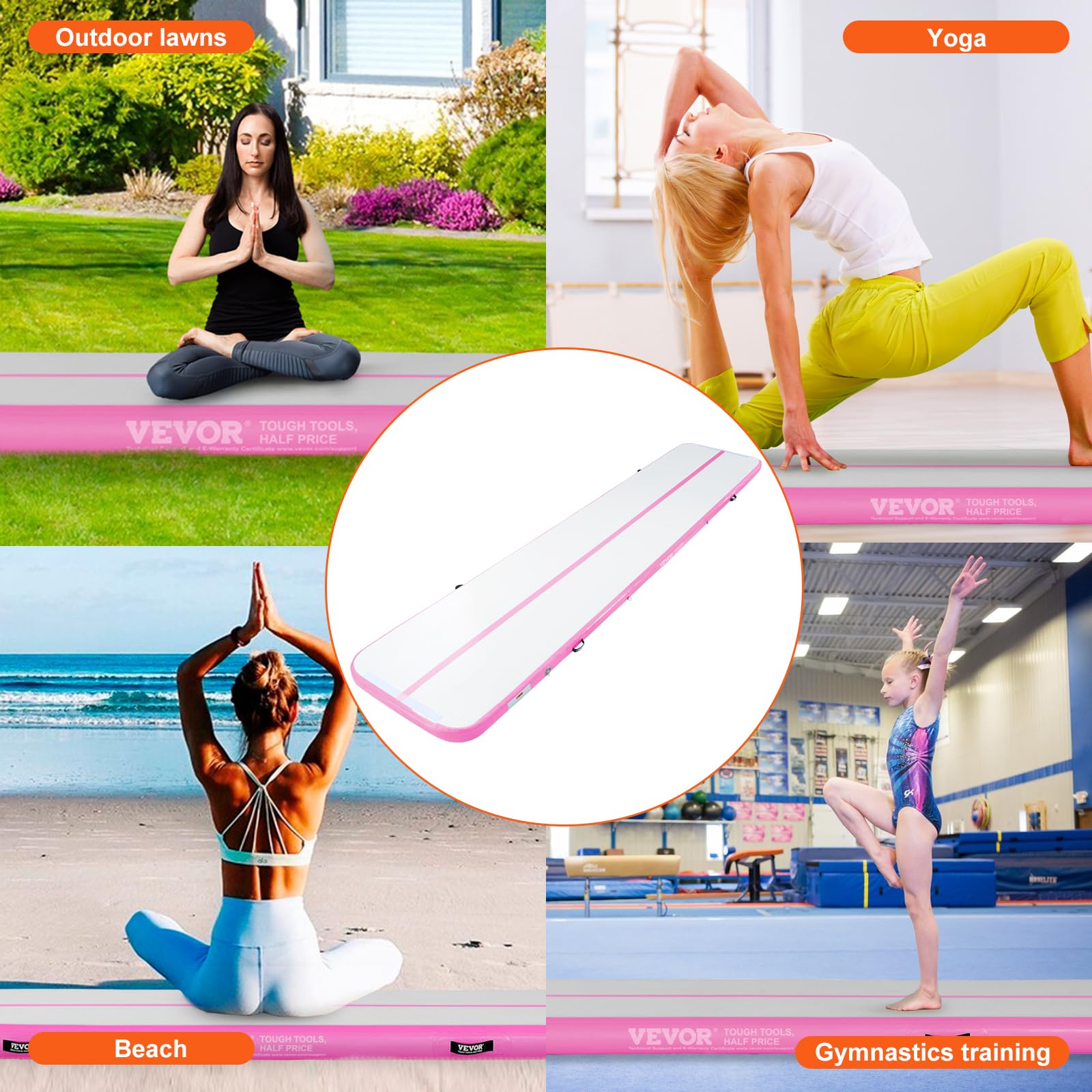 VEVOR Gymnastics Air Mat, Inflatable Track with Electric Pump, Training Mats for Home Use/Gym/Yoga/Cheerleading/Beach/Park/Water - Image 7