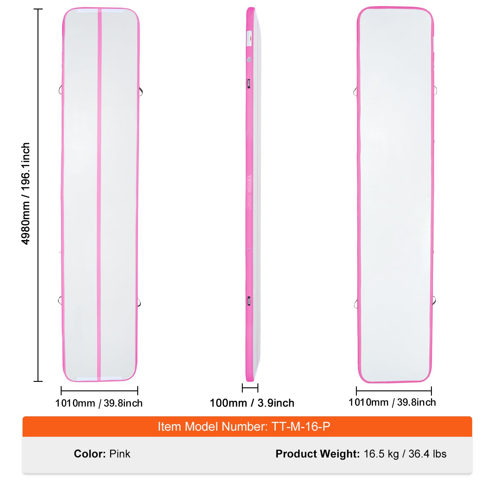 VEVOR Gymnastics Air Mat, Inflatable Track with Electric Pump, Training Mats for Home Use/Gym/Yoga/Cheerleading/Beach/Park/Water - Image 8