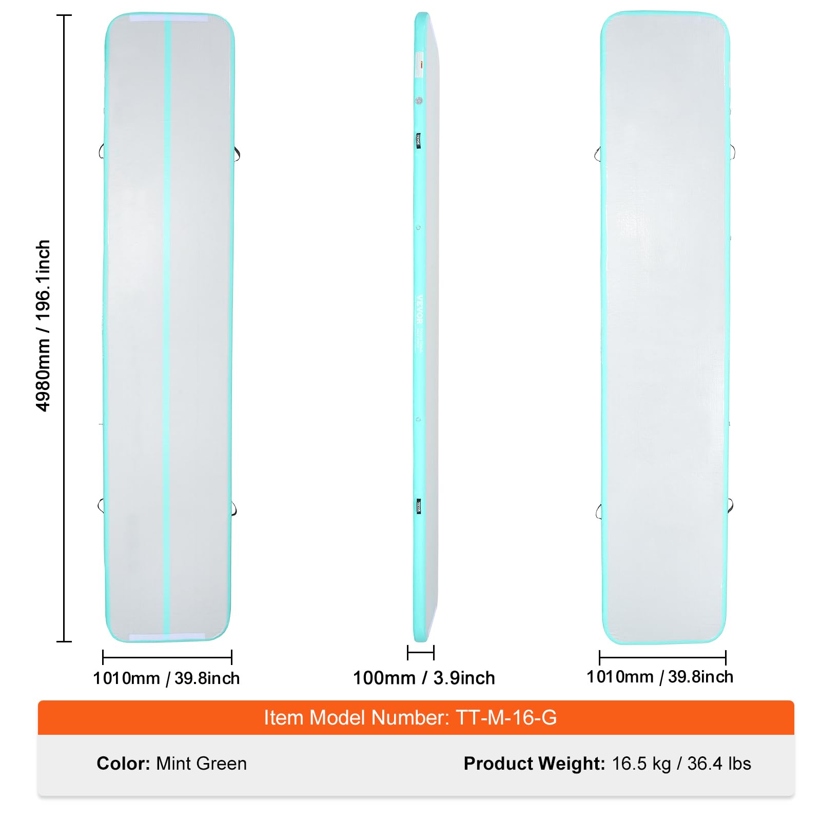 VEVOR Gymnastics Air Mat, Inflatable Track with Electric Pump, Training Mats for Home Use/Gym/Yoga/Cheerleading/Beach/Park/Water - Image 8