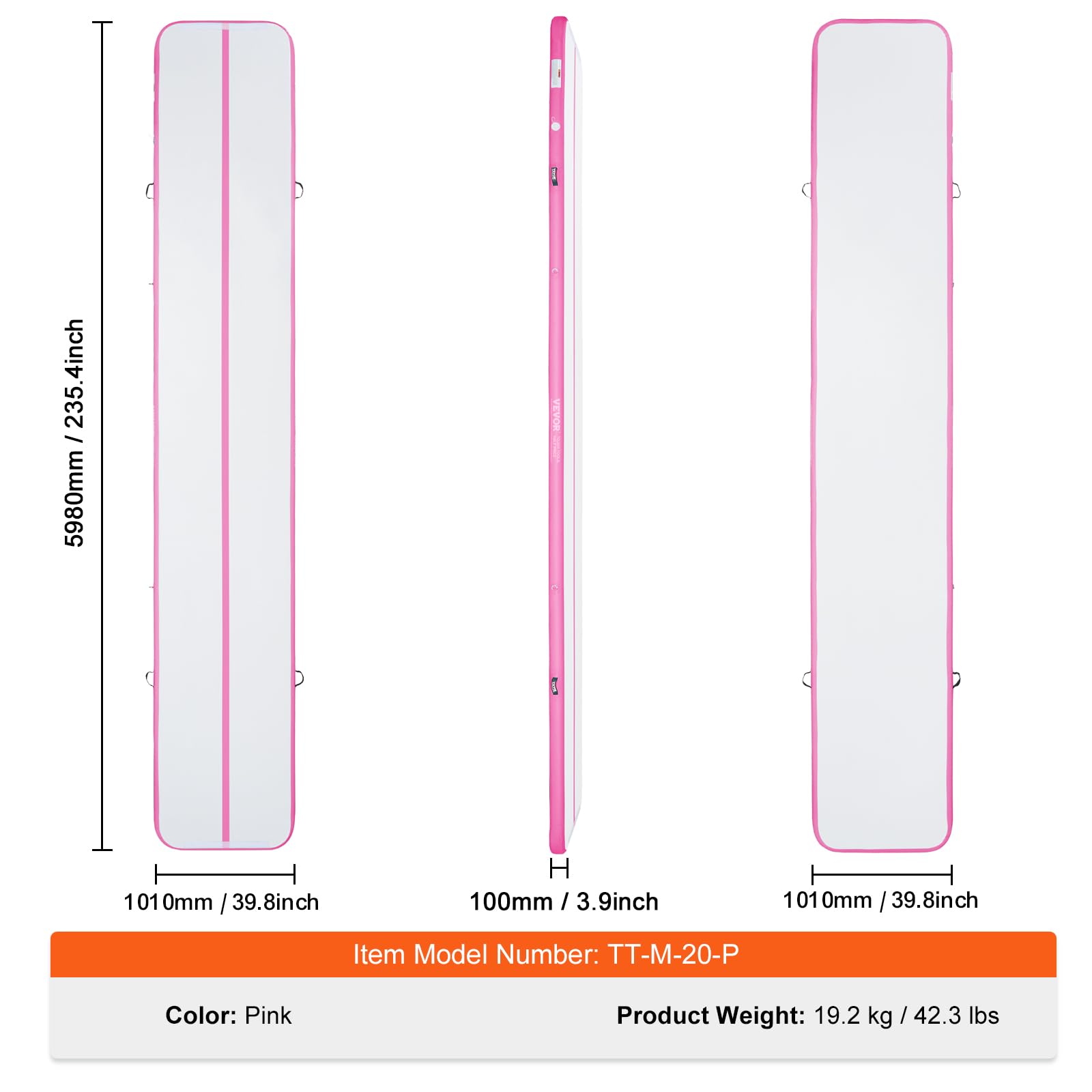 VEVOR Gymnastics Air Mat, Inflatable Track with Electric Pump, Training Mats for Home Use/Gym/Yoga/Cheerleading/Beach/Park/Water - Image 8