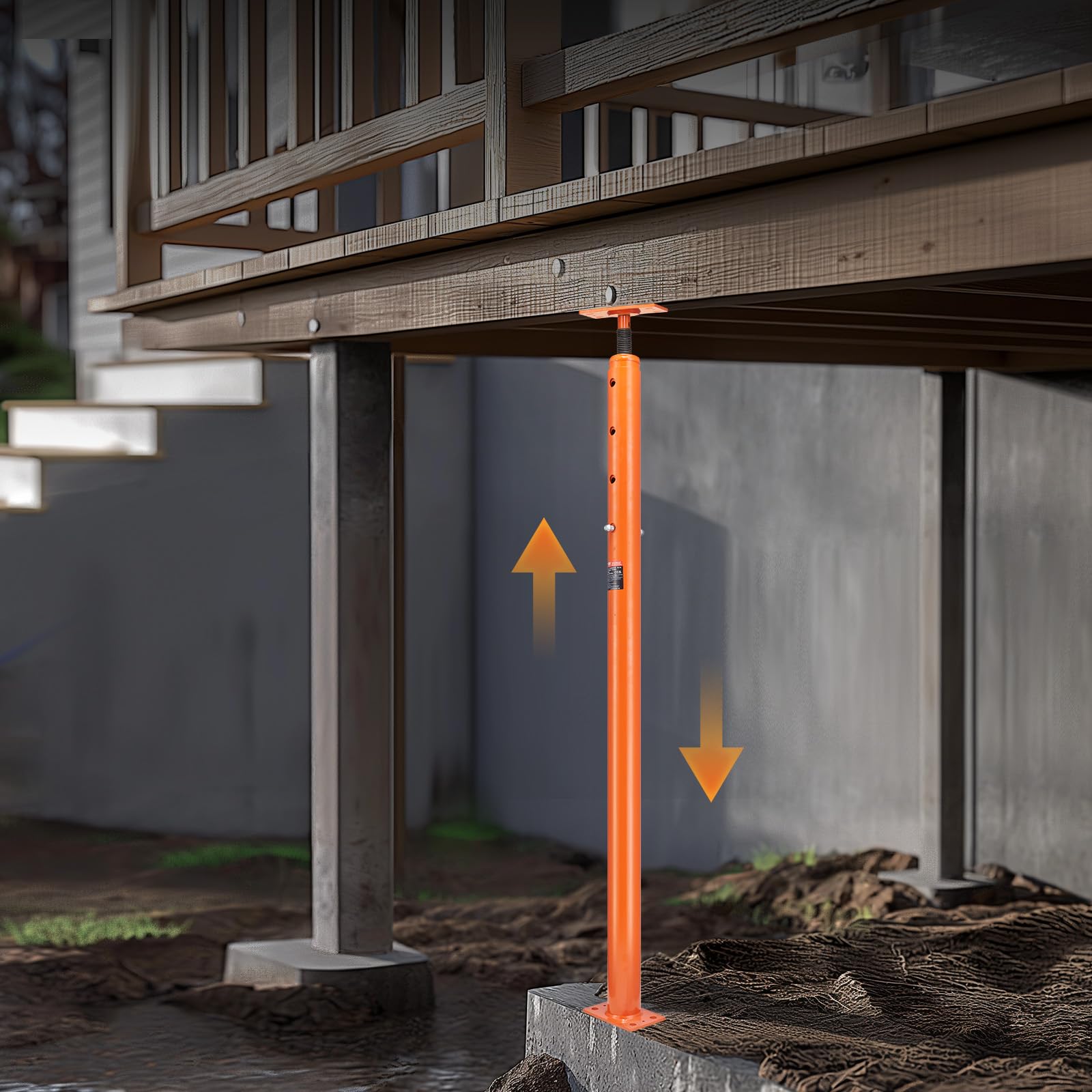 VEVOR House Floor Jack, 53"-93" Height Range, 18000 lbs Max Load Capacity, Adjustable Support Beam Basement Jack Post Pole for Leveling, Lift Support Steel Telescoping Jack Post for Temporary Support - Image 8