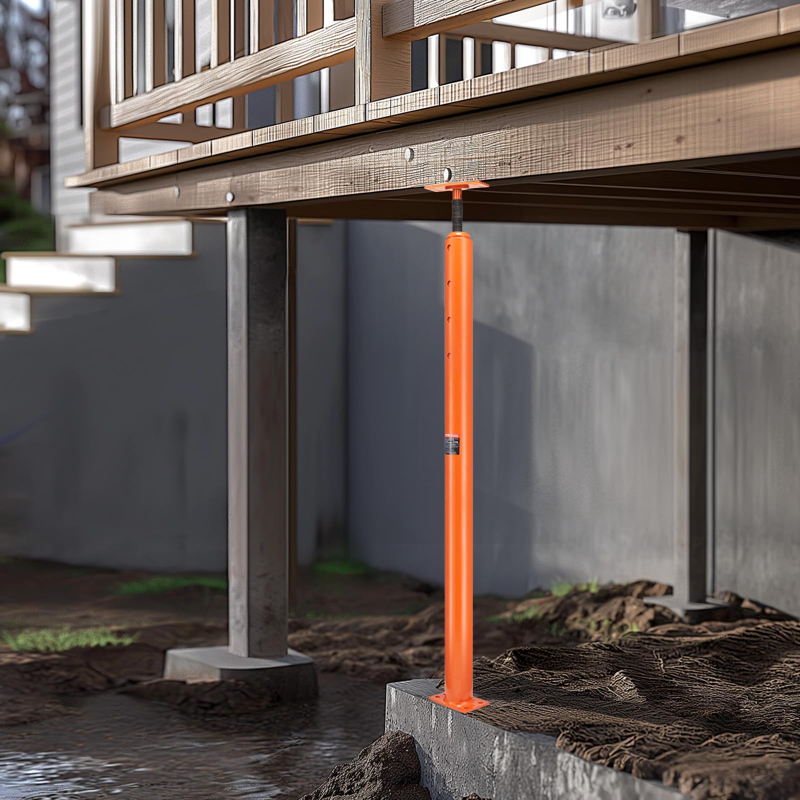 VEVOR House Floor Jack, 54"-150" Height Range, 11200 lbs Max Load Capacity, Adjustable Support Beam Basement Jack Post Pole for Leveling, Lift Support Steel Telescoping Jack for Temporary Support - Image 8