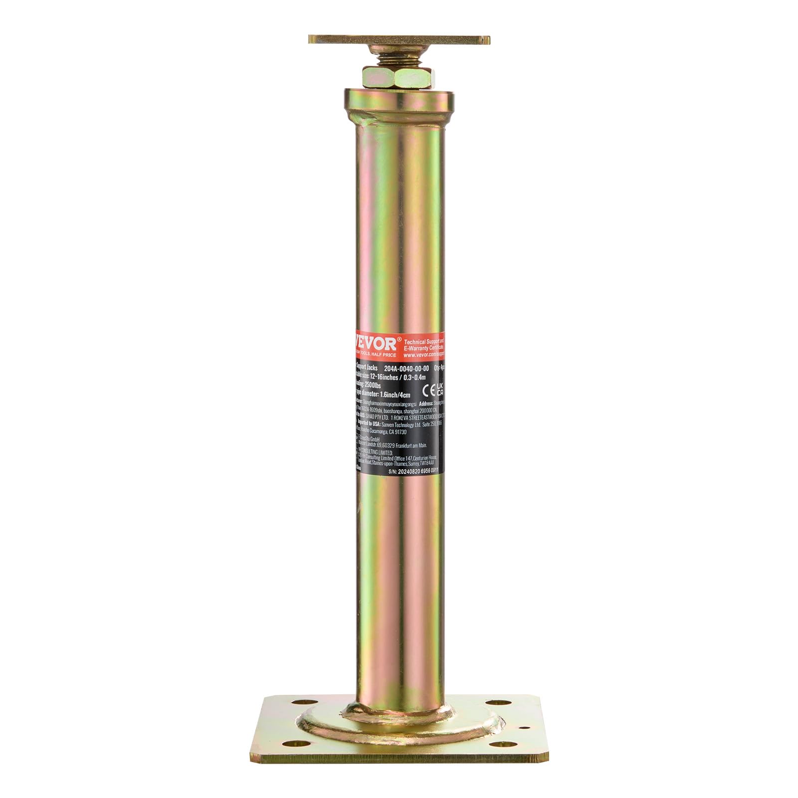 VEVOR House Floor Jacks, 4 PCS Post Floor Joist Jacks for Leveling, 11.6"-16" Height Range, Total Support up to 10000 LBS, Galvanized Telescoping Screw Jacks for Temporary Support - Image 10