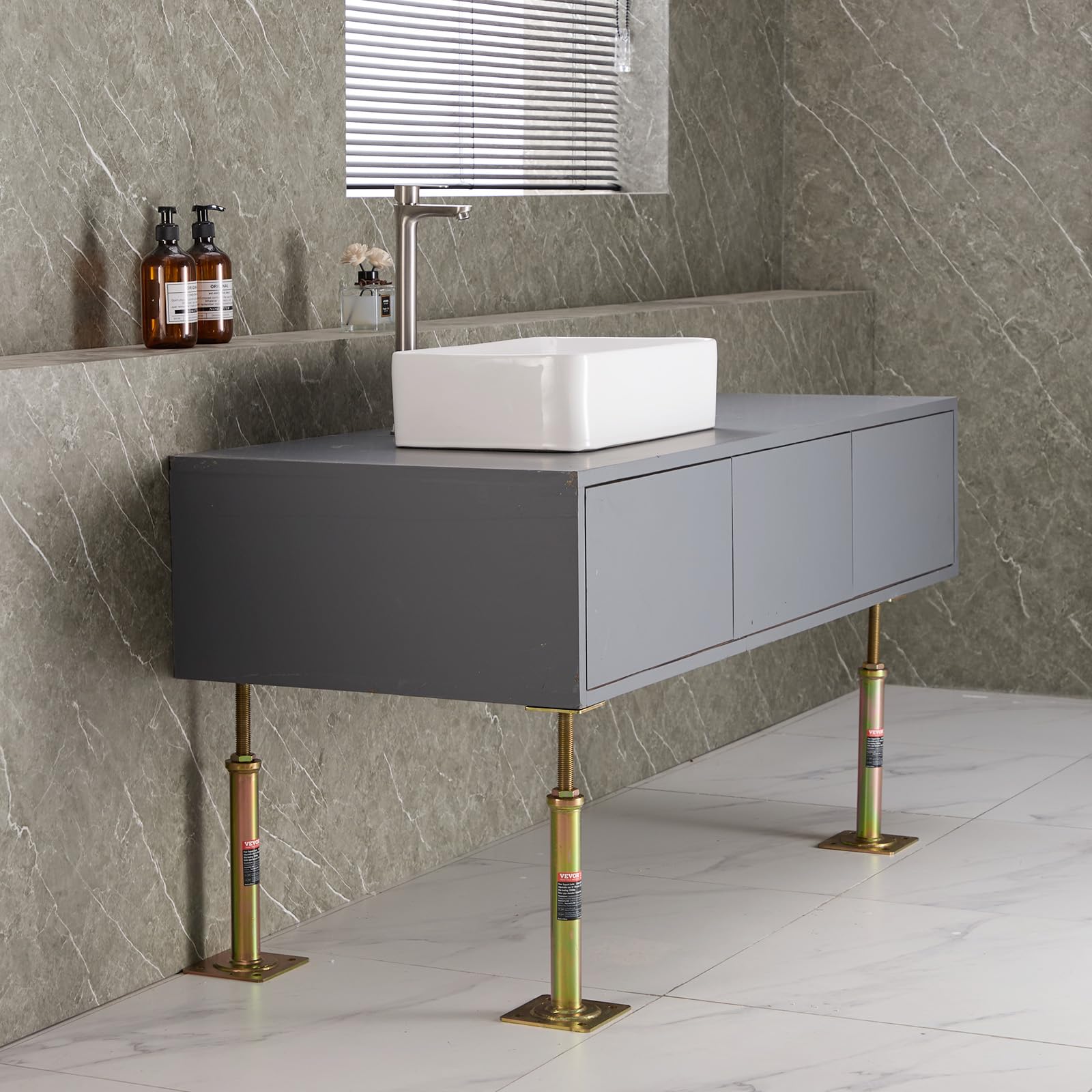 VEVOR House Floor Jacks, 4 PCS Post Floor Joist Jacks for Leveling, 11.6"-16" Height Range, Total Support up to 10000 LBS, Galvanized Telescoping Screw Jacks for Temporary Support - Image 8