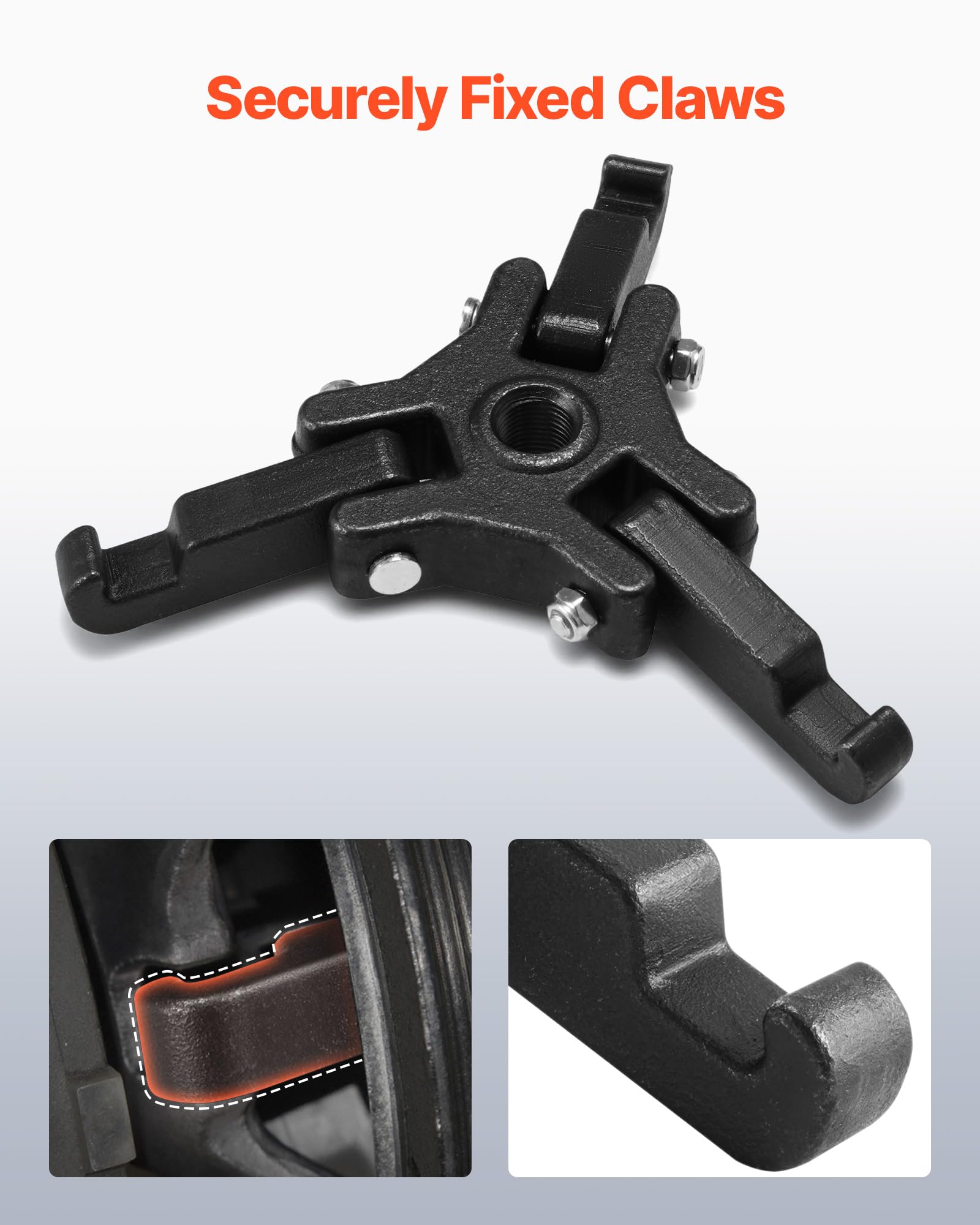 VEVOR LS Harmonic Balancer Puller Kit, Adjustable 3-Jaw Puller Fits Most Late Model Vehicles, 3-Jaw Pulley Puller Set with 4 Forcing Rods for Removing Harmonic Balancers Without Removing The Radiator - Image 3