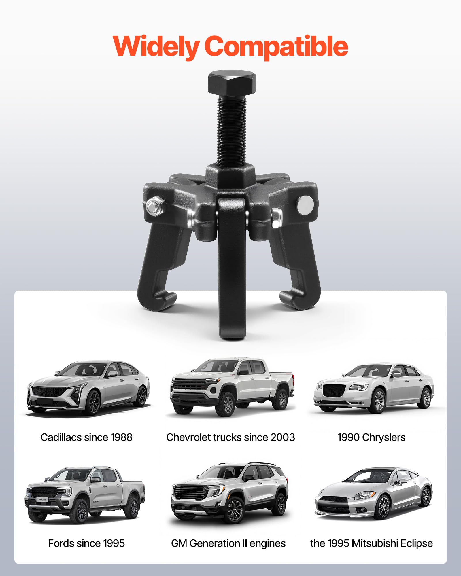 VEVOR LS Harmonic Balancer Puller Kit, Adjustable 3-Jaw Puller Fits Most Late Model Vehicles, 3-Jaw Pulley Puller Set with 4 Forcing Rods for Removing Harmonic Balancers Without Removing The Radiator - Image 6