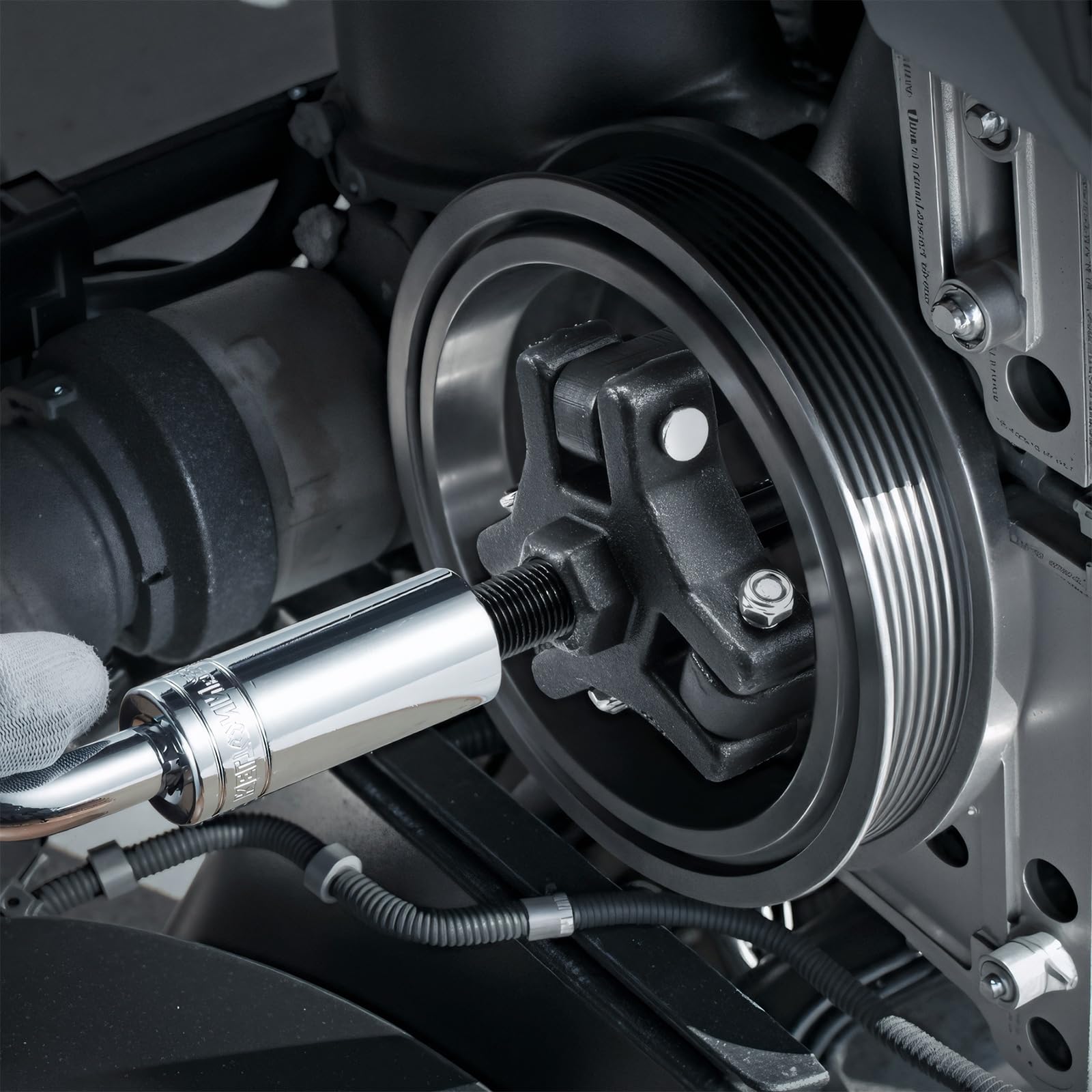 VEVOR LS Harmonic Balancer Puller Kit, Adjustable 3-Jaw Puller Fits Most Late Model Vehicles, 3-Jaw Pulley Puller Set with 4 Forcing Rods for Removing Harmonic Balancers Without Removing The Radiator - Image 8