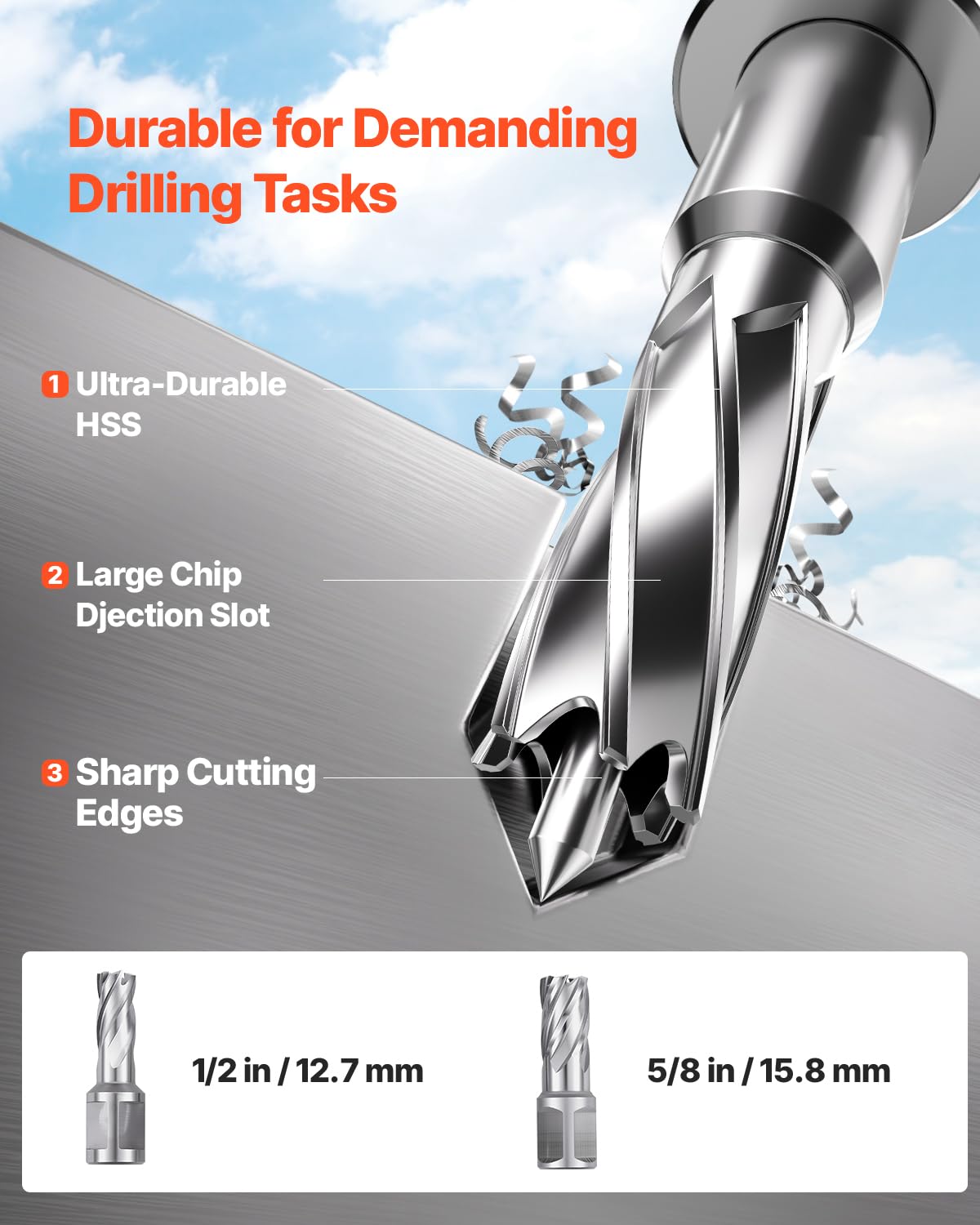 VEVOR Magnetic Drill, 1450W Motor 1.6 in Boring Diameter, 2810 lbf Portable Electric Mag Drill Press, with 2 Coring Bits, Variable Speed, Drilling Machine for Metal Surface, Home Improvement Industry - Image 4