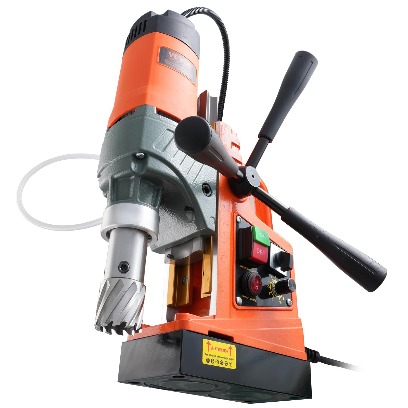 VEVOR Magnetic Drill, 1450W Motor 1.6 in Boring Diameter, 2810 lbf Portable Electric Mag Drill Press, with 2 Coring Bits, Variable Speed, Drilling Machine for Metal Surface, Home Improvement Industry - Image 9