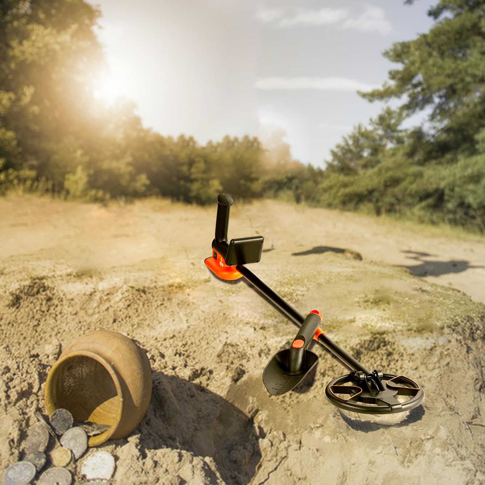 VEVOR Metal Detector for Kids, 6 Inch Waterproof Search Coil with LCD Display, Adjustable 26''-36'' Gold Detector, Lightweight Carbon Fiber Stem for Junior & Youth Detecting Gold Coin Treasure - Image 9