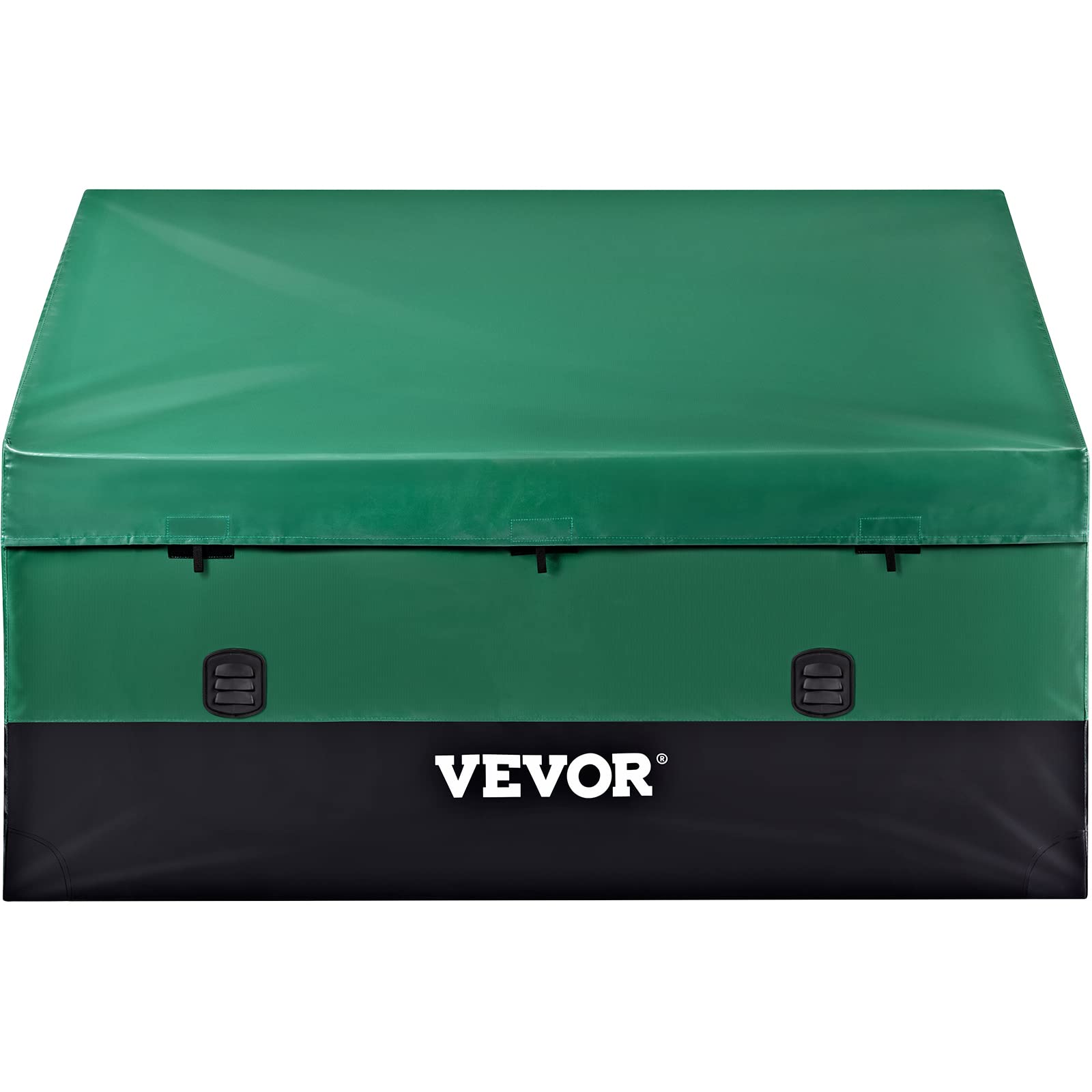 VEVOR Outdoor Storage Box, 230 Gallon Waterproof PE Tarpaulin Deck Box w/Galvanized Frame, All-Weather Protection & Portable, for Camping, Garden, Poolside, and Yard, Black & Green - Image 8