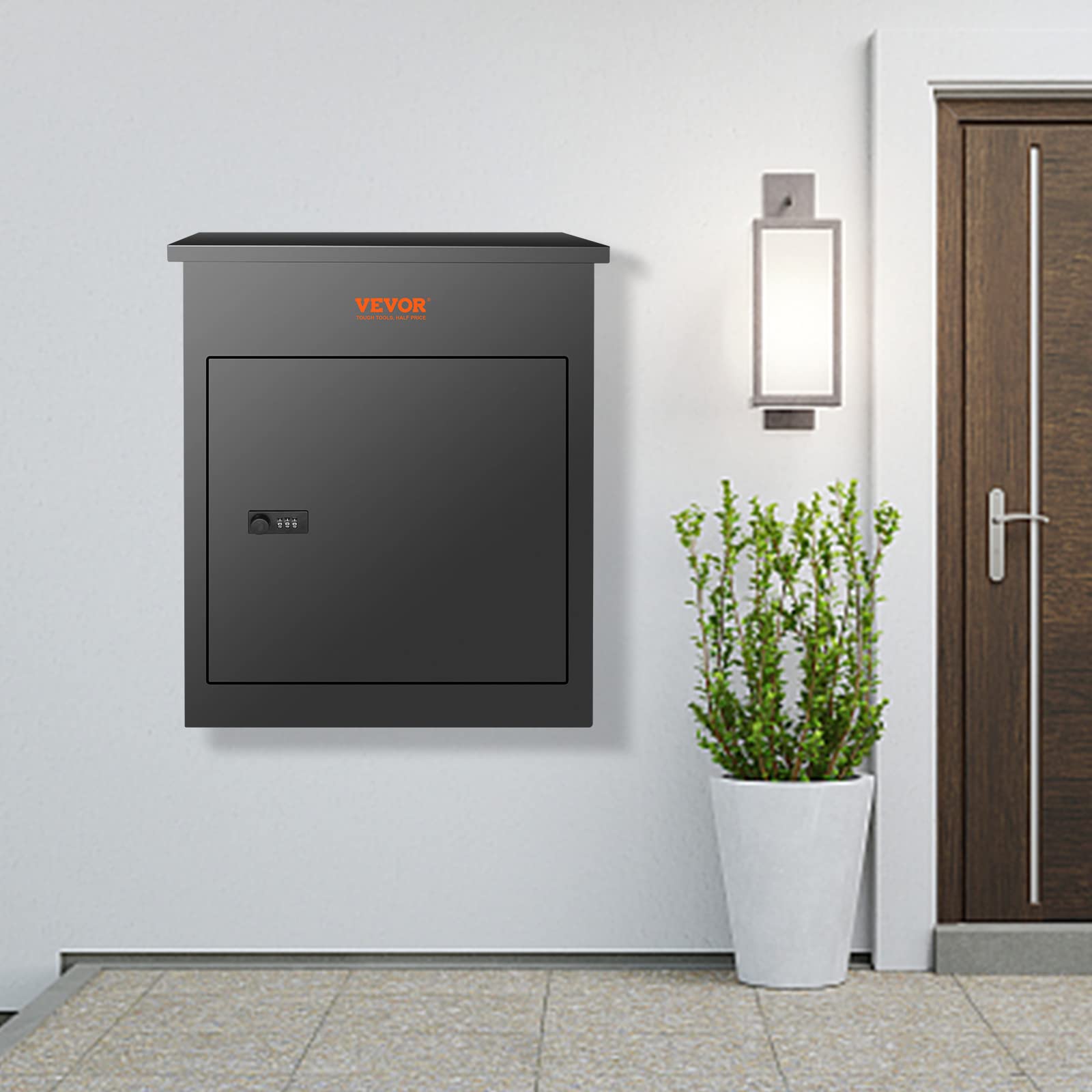 VEVOR Package Delivery Boxes for Outside, Extra Large Mailbox with Coded Lock, Galvanized Steel Wall Mounted Mailboxes 17.3"x13.8"x22.8", Anti-Theft Baffle, IPX3 Waterproof for Porch, Curbside - Image 8