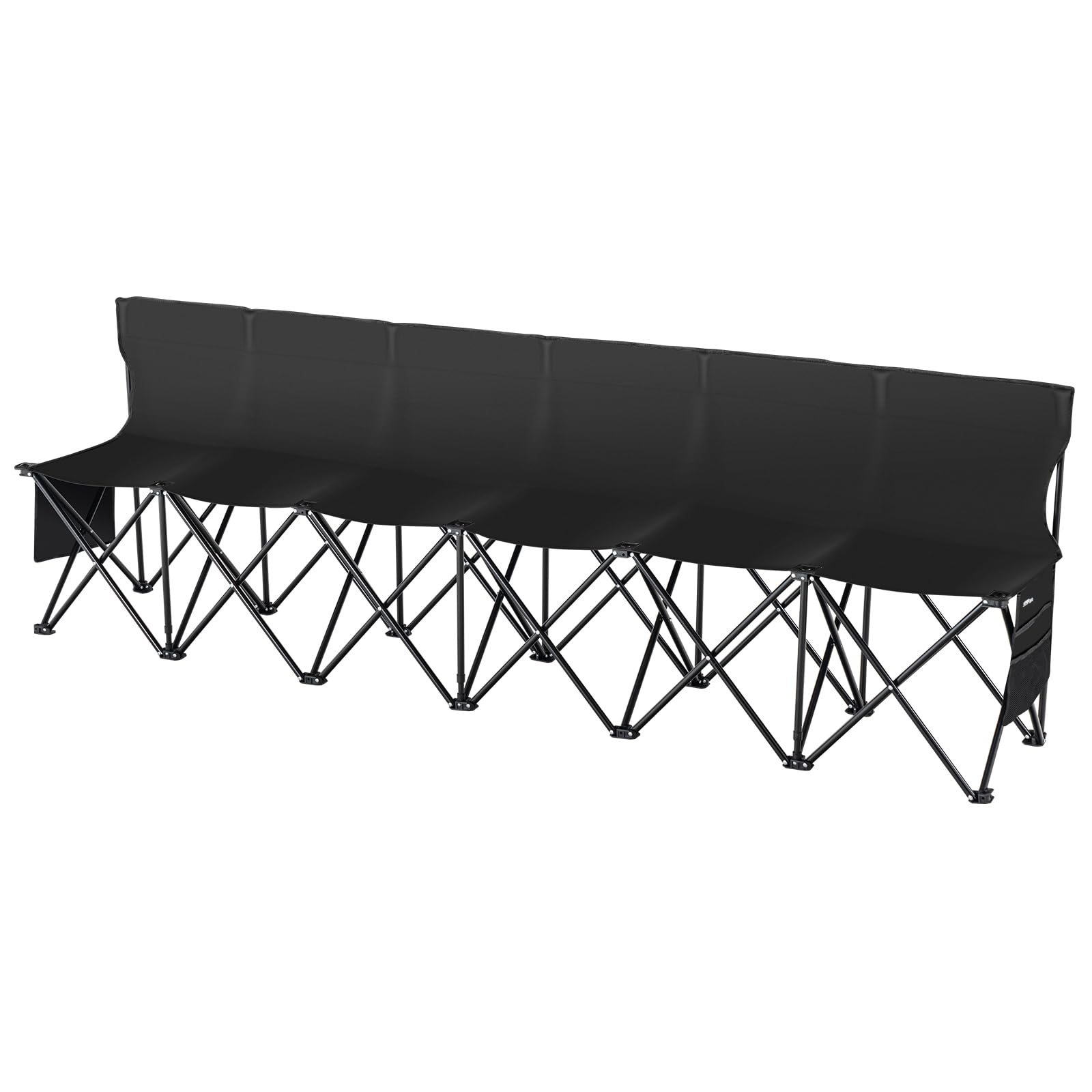 VEVOR Portable Folding B ench, 6 Seats Foldable Sideline B ench, Outdoor Camping Bench Chair with Carry Bag & Backrest, Team Sport Sideline B ench, No Assembly Instant Seating, Black - Image 5