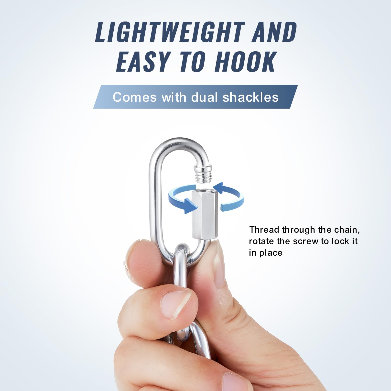 VEVOR Proof Coil Chain, 3/16" x 10', 1100 lbs Safe Working Load, Zinc Plated Proof Tested Coil Chain with Two Quick Links, Galvanized Carbon Steel Link Chain for Towing, Hanging, Camping, Pet Towing - Image 5